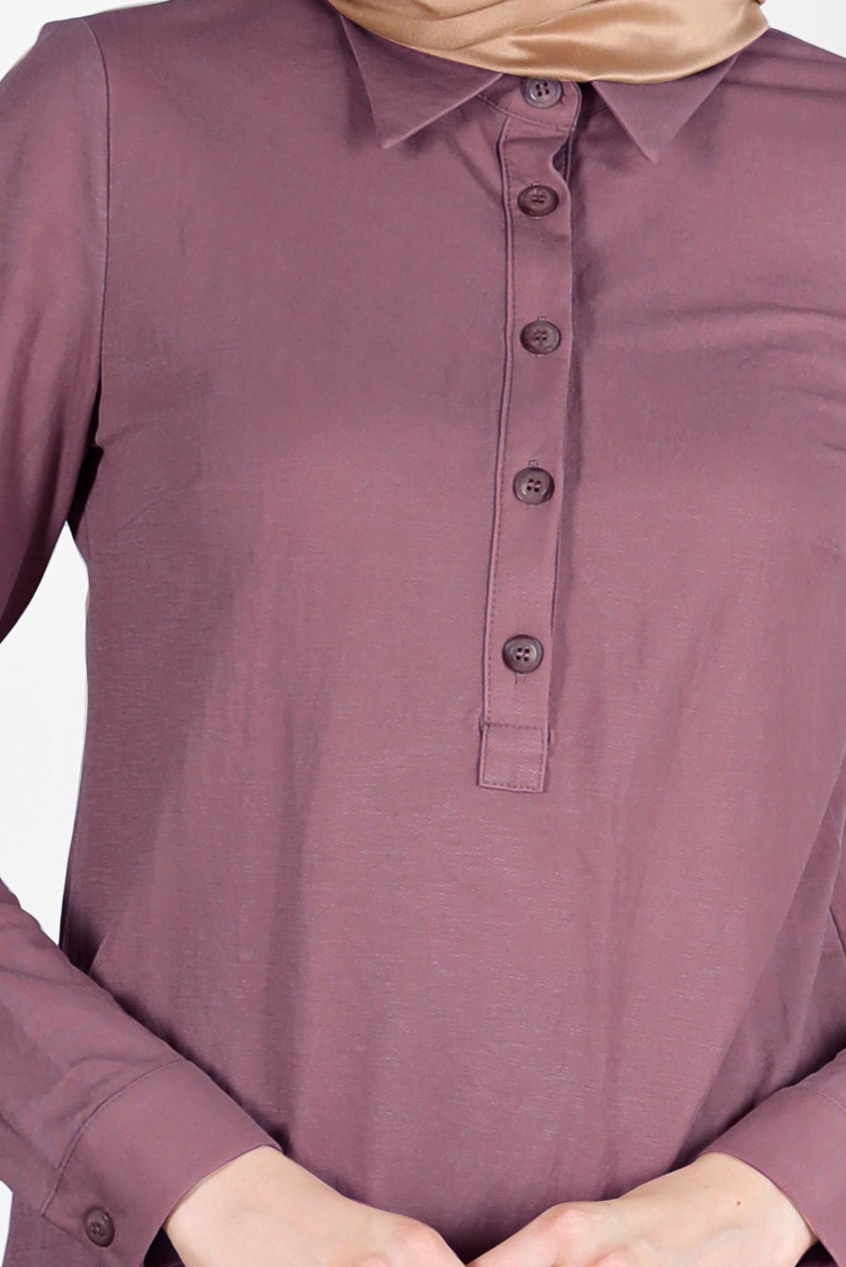 Tesettür giyim PEMBE DÜĞME DETAYLI BASIC İKİLİ PANT. TAKIM 42533 