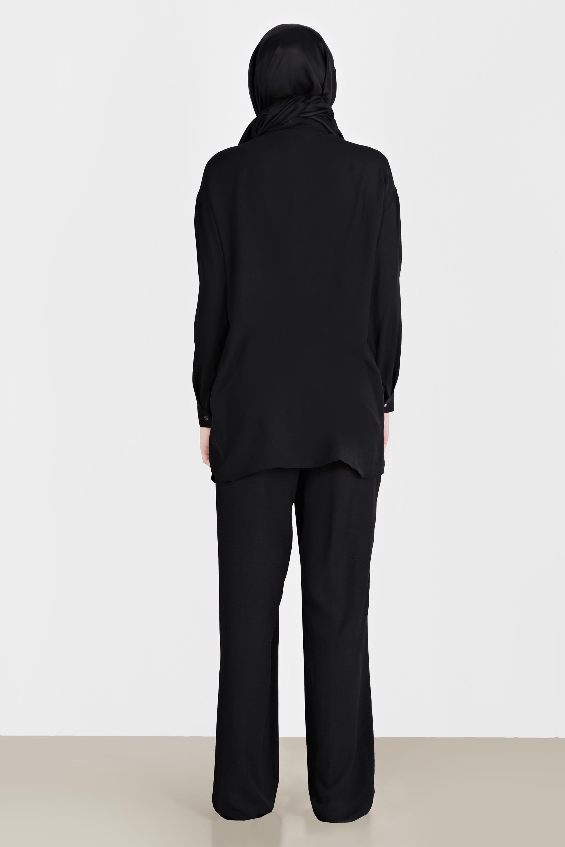 Tesettür giyim SİYAH BROŞ DETAYLI İKİLİ PANT. TAKIM 42548 