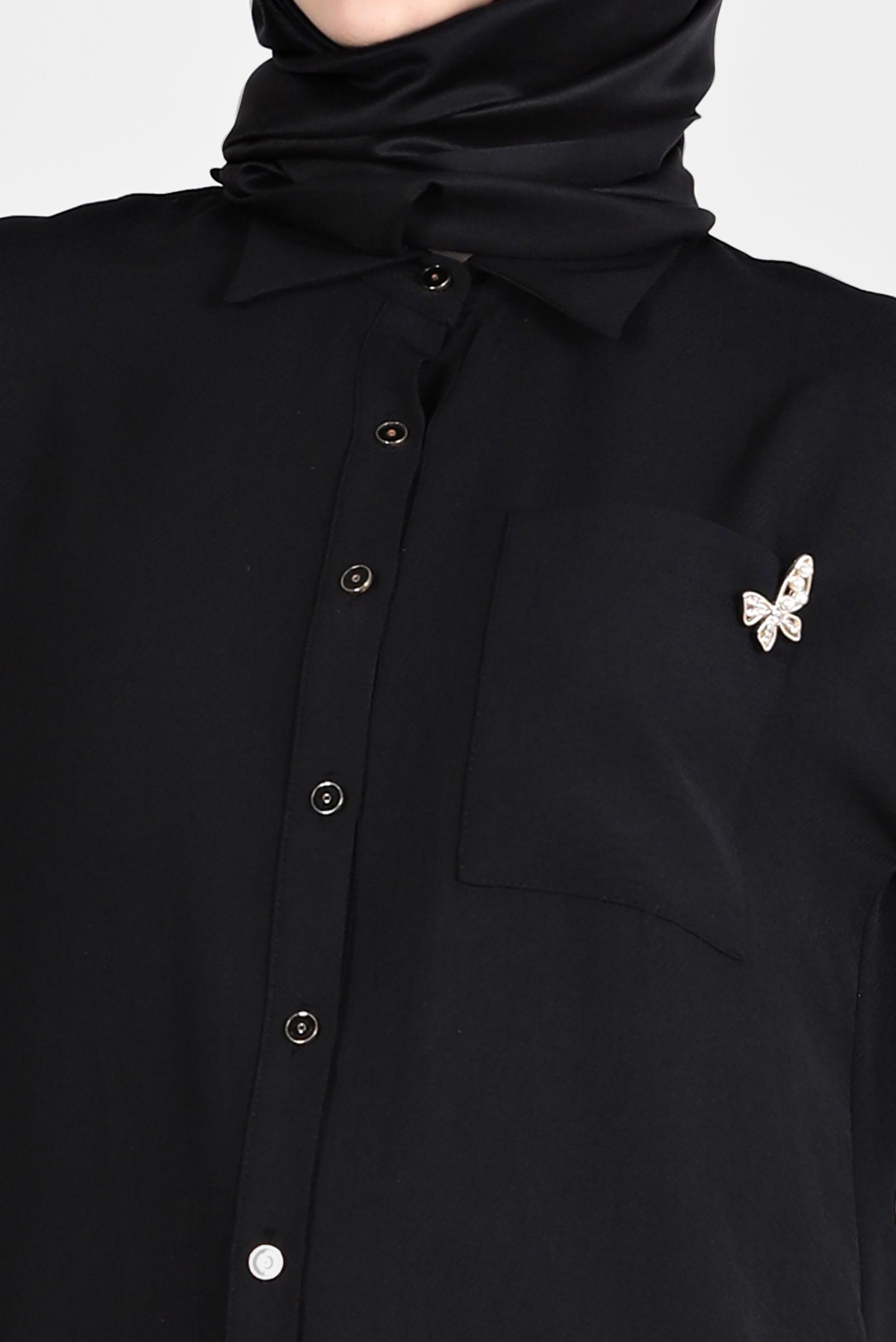 Tesettür giyim SİYAH BROŞ DETAYLI İKİLİ PANT. TAKIM 42548 