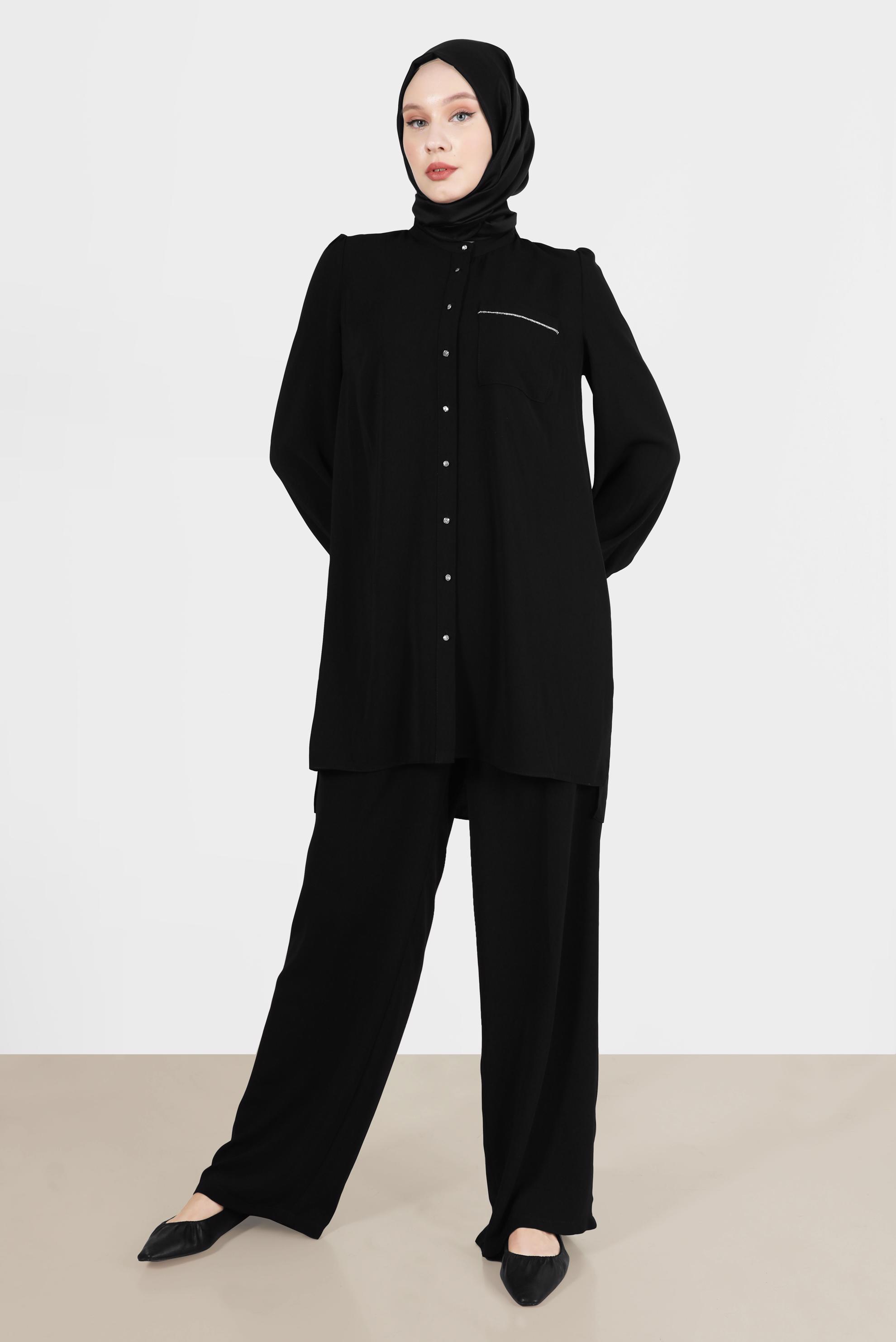 Hijab clothing BLACK GEM DETAIL 2-PIECE CLASSIC PANTS SUIT 42565 