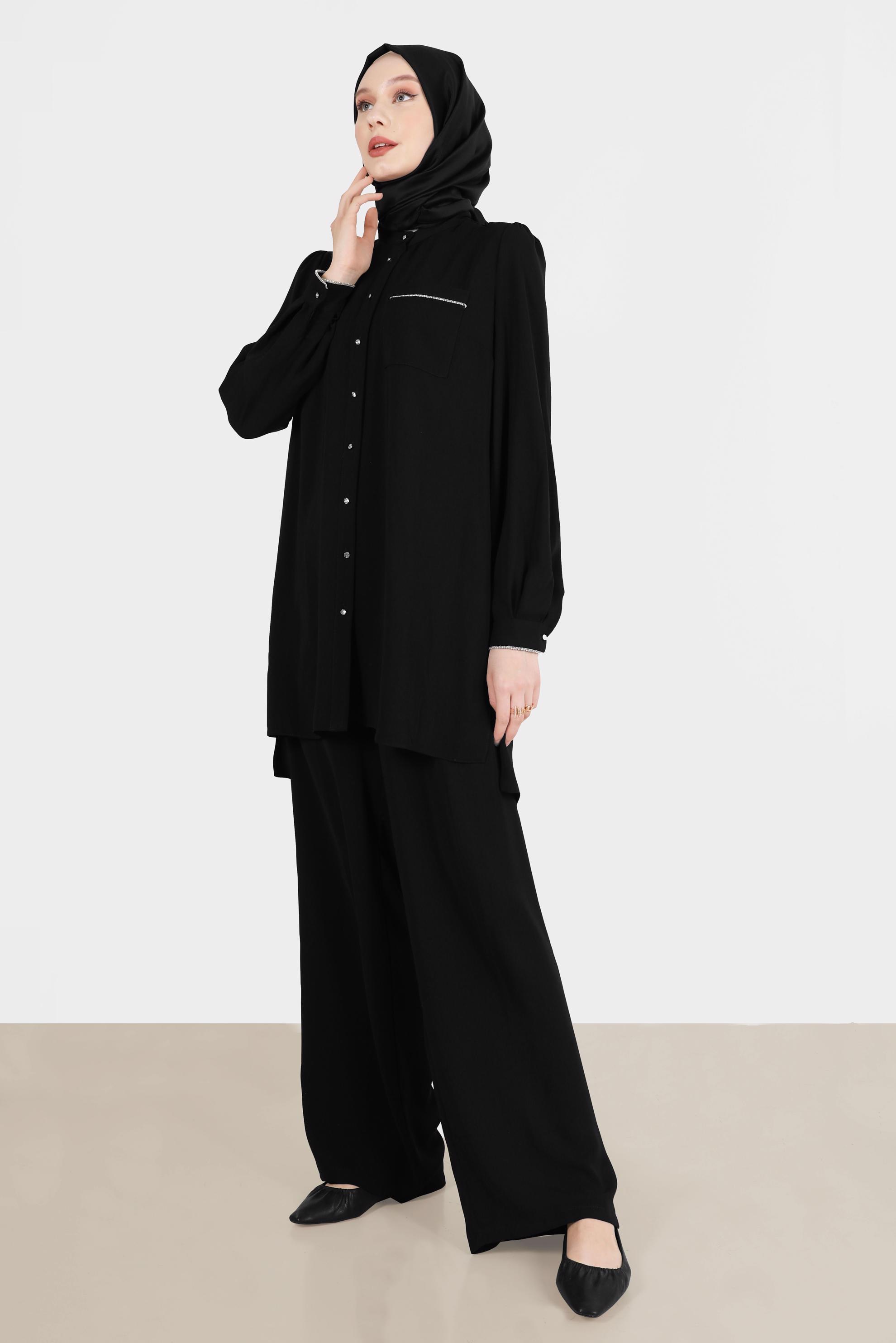 Hijab clothing BLACK GEM DETAIL 2-PIECE CLASSIC PANTS SUIT 42565 