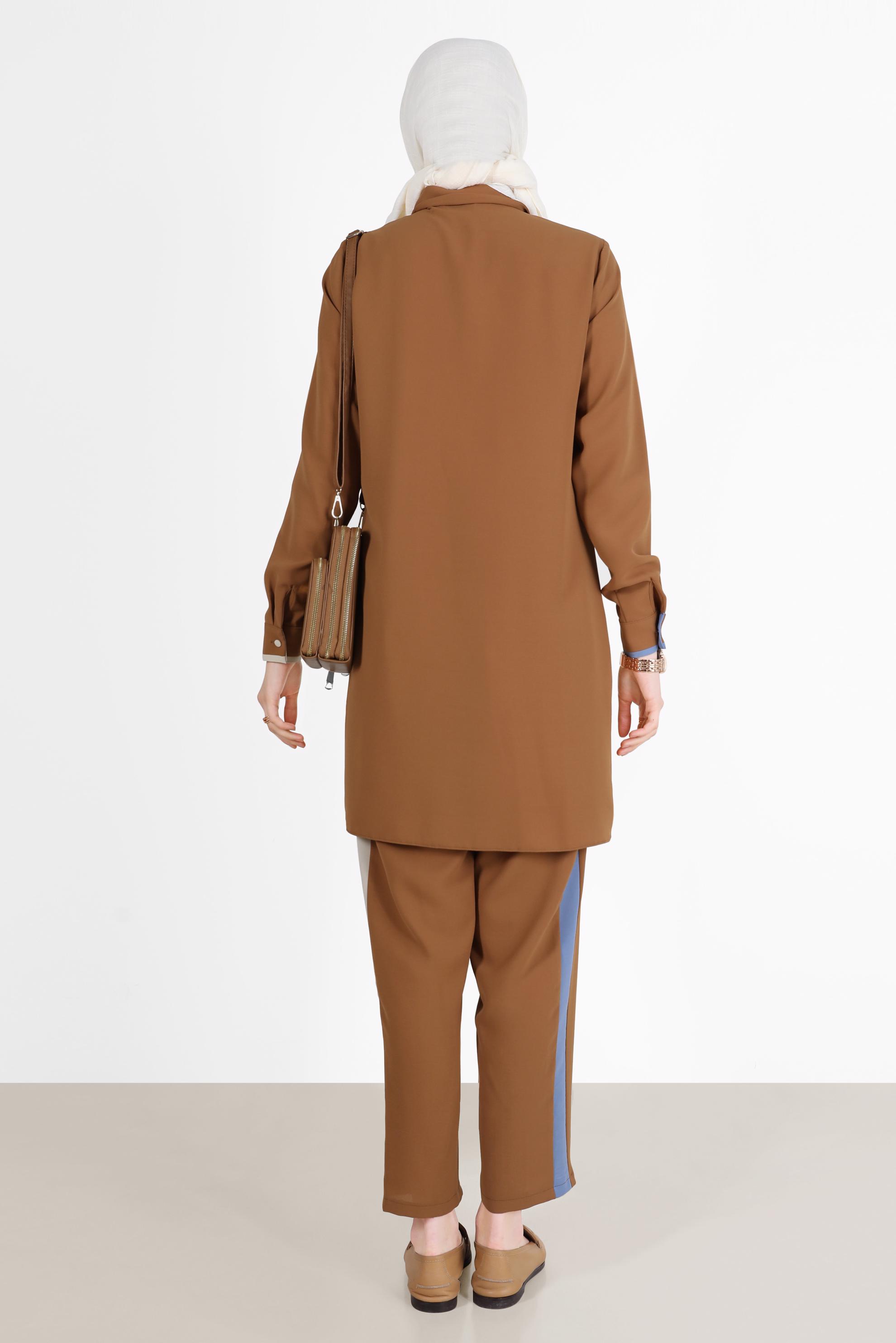 Hijab clothing TABA GEOMETRIC PATTERN DETAIL 2-PIECE PANTS SUIT 42588 