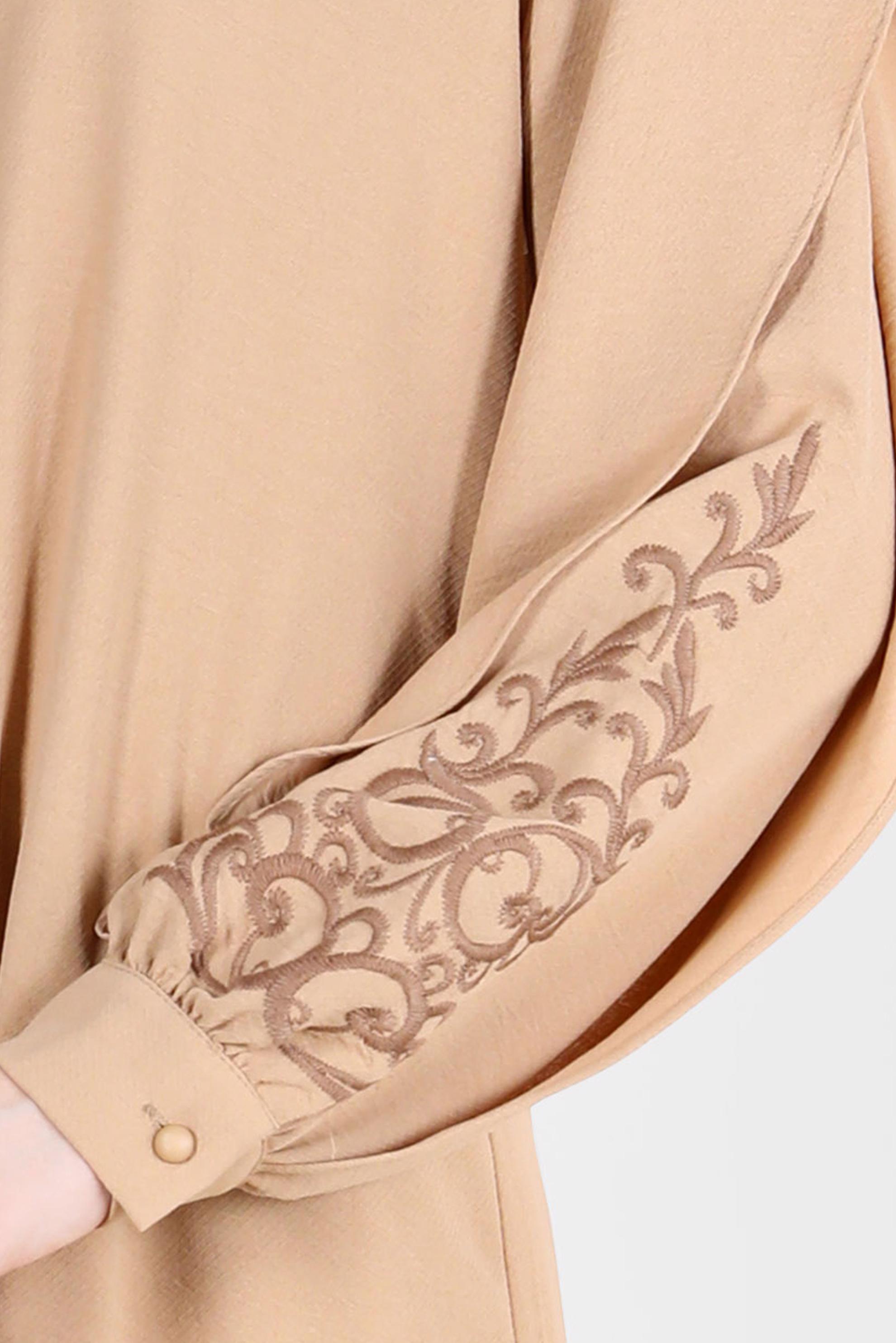 Hijab clothing BROWN EMBROIDERED FRILL DETAIL 2-PIECE PANTS SUIT 42608 