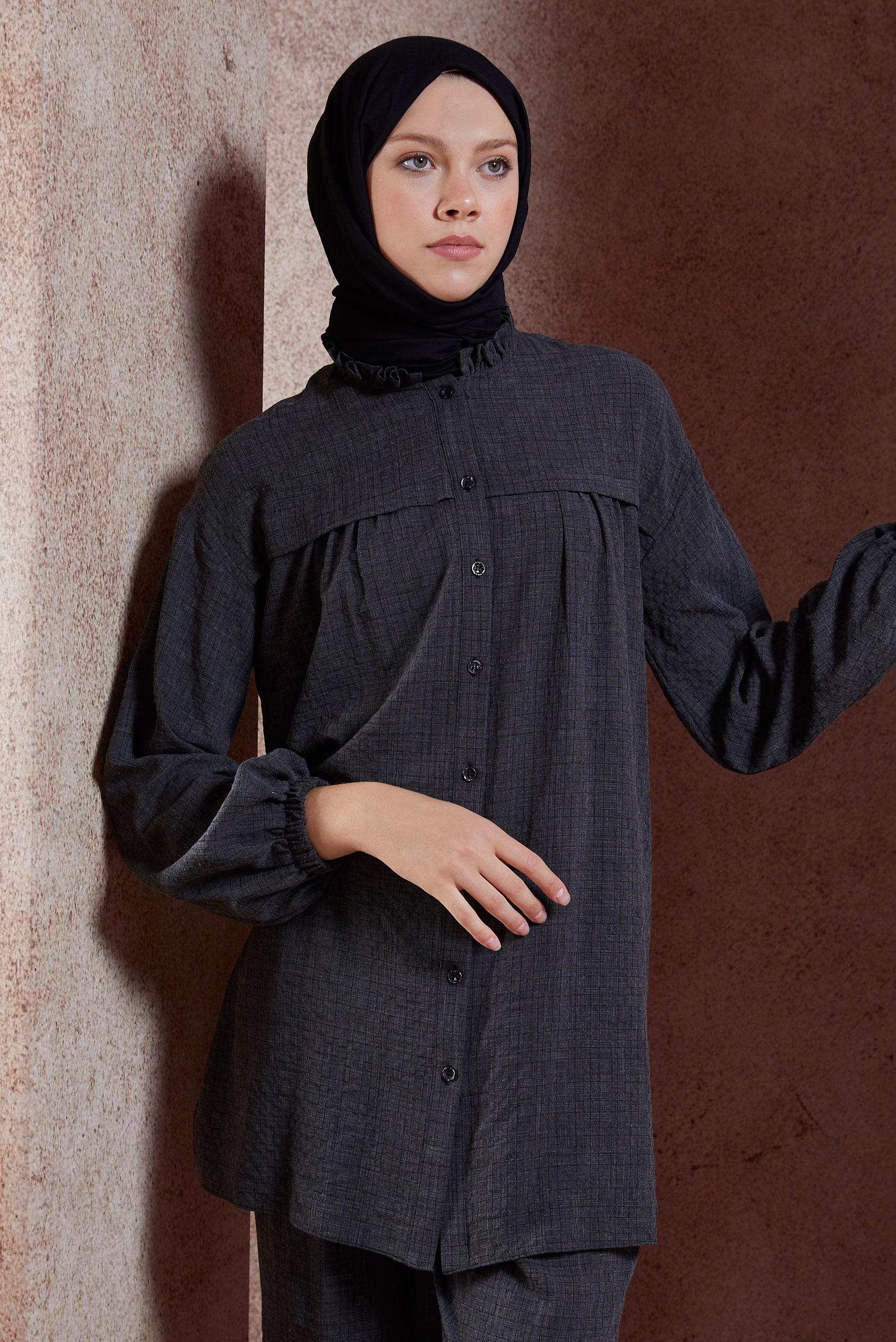 Tesettür giyim SİYAH PANTOLONLU TESETTÜR TAKIM 42642