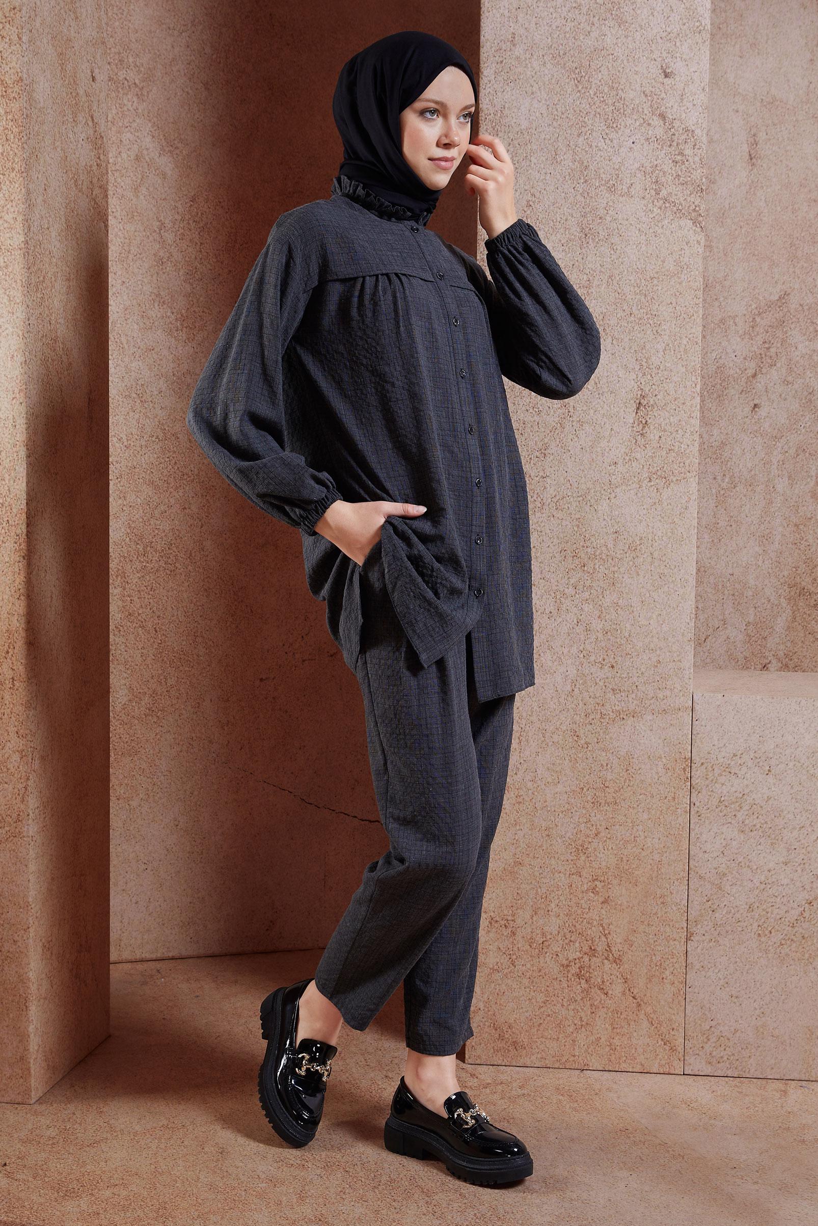 Tesettür giyim SİYAH PANTOLONLU TESETTÜR TAKIM 42642