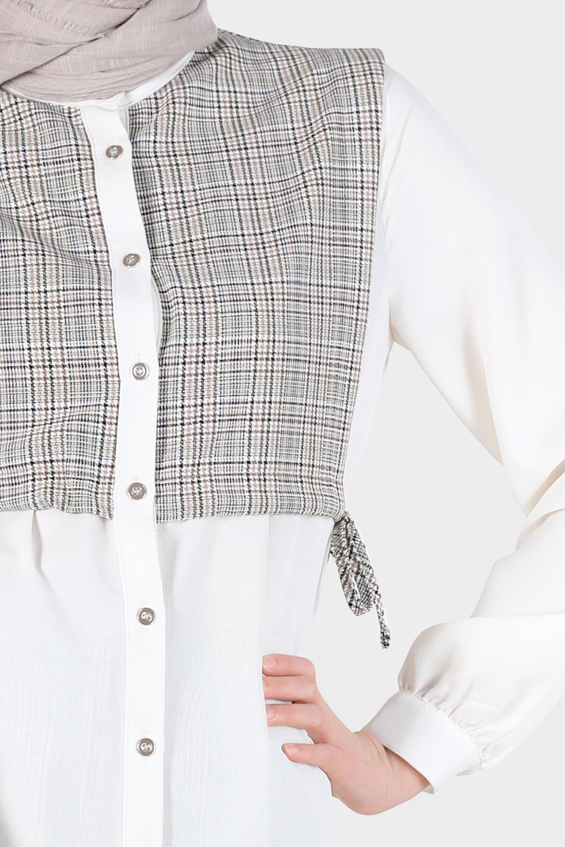 Tesettür giyim YEŞİL EKOSE İKİLİ PANT. TAKIM 42667 