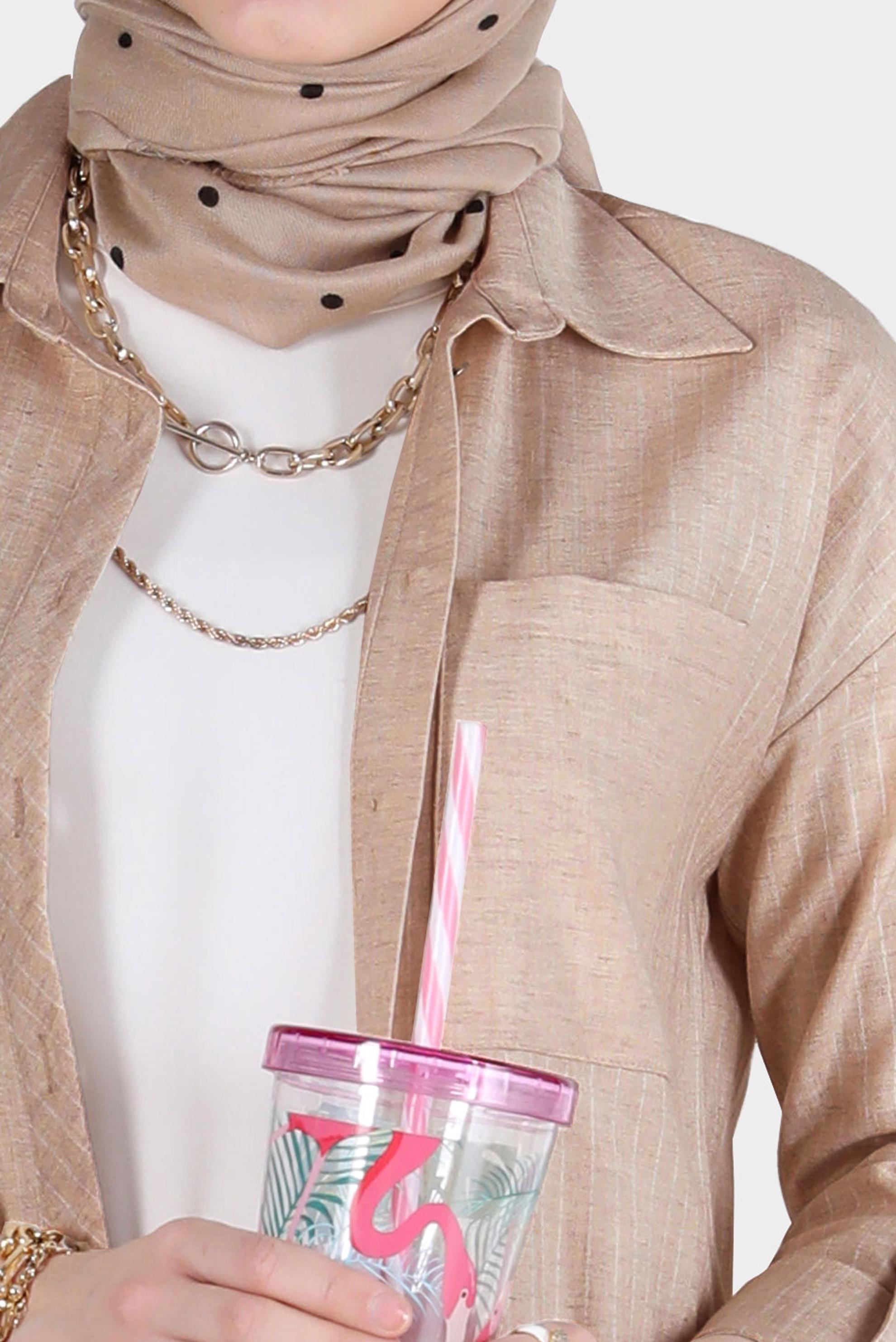 Hijab clothing MINK STRIPED 2-PIECE PANTS SUIT WITH POCKET 42687 