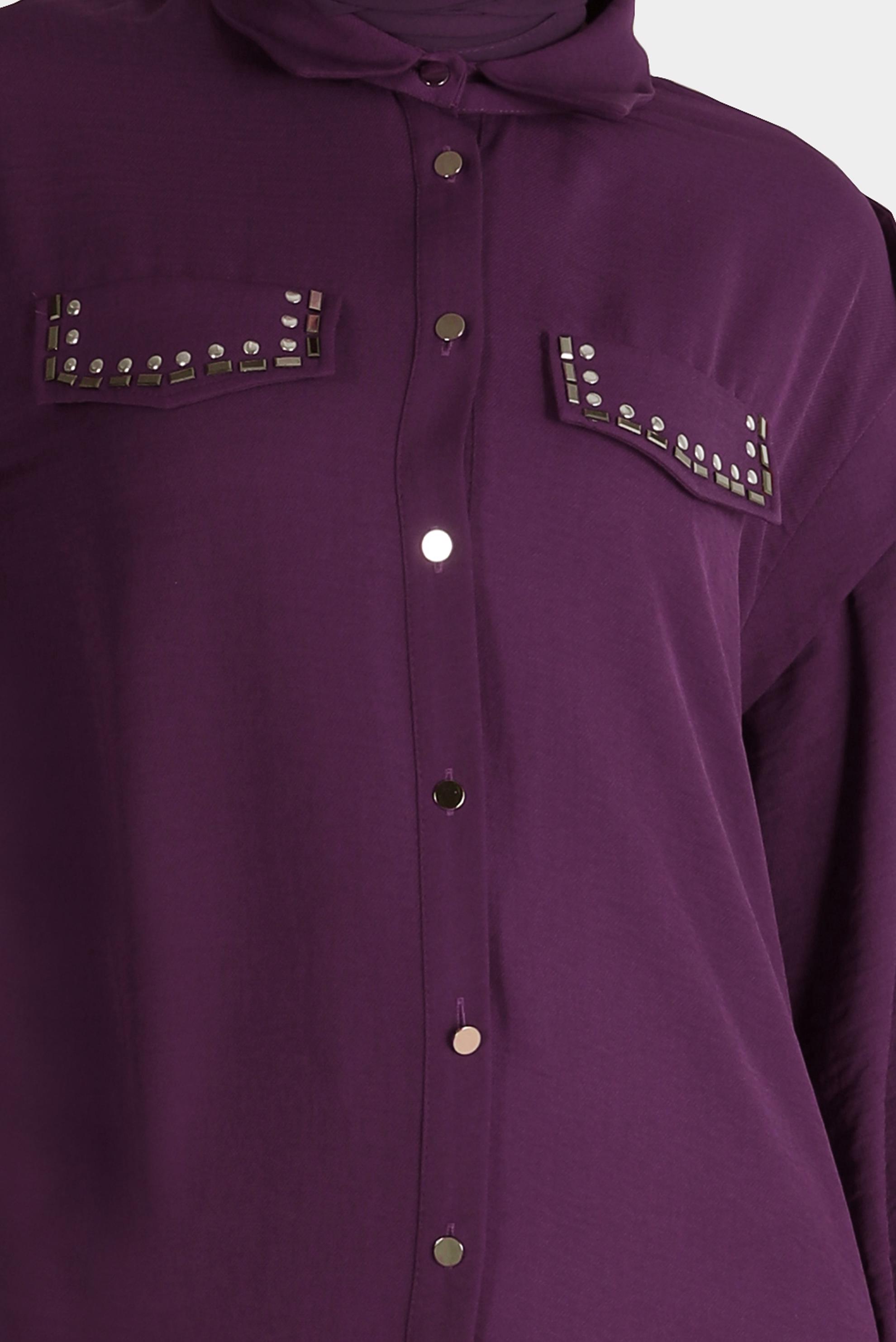 Tesettür giyim MOR ZIMBA DETAYLI İKİLİ PANT. TAKIM 42690 