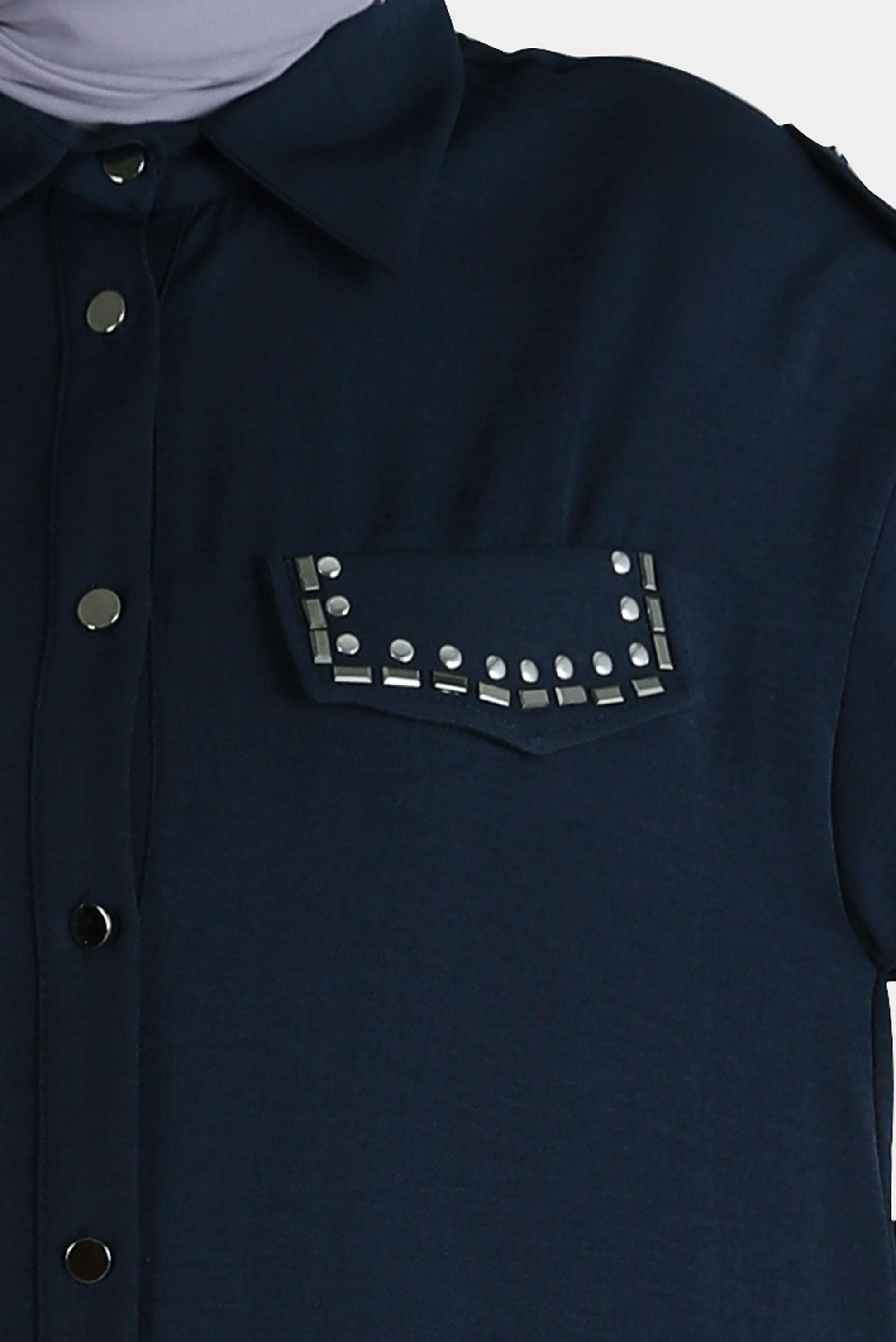 Tesettür giyim LACİVERT ZIMBA DETAYLI İKİLİ PANT. TAKIM 42690 