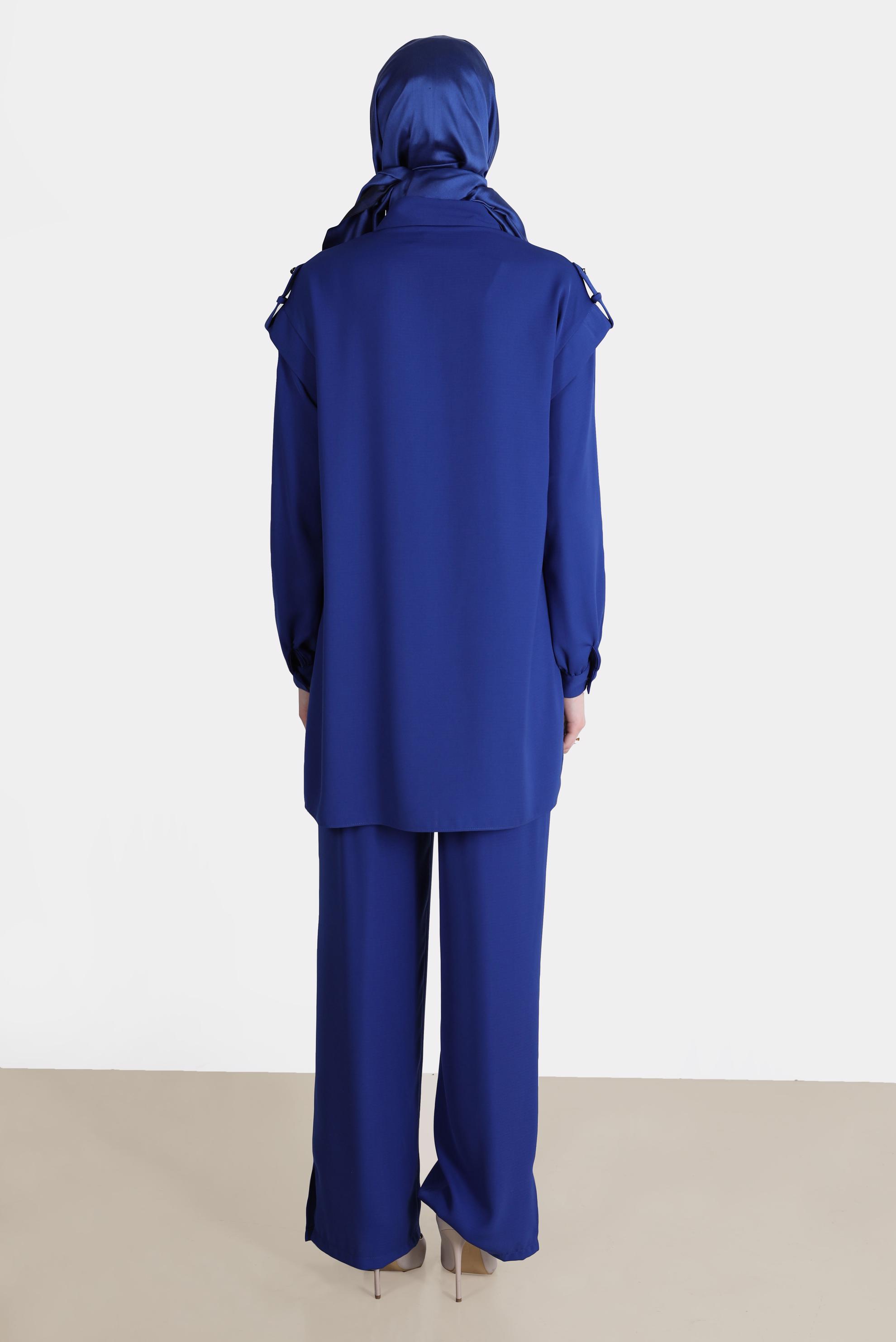 Tesettür giyim LACİVERT ZIMBA DETAYLI İKİLİ PANT. TAKIM 42690 