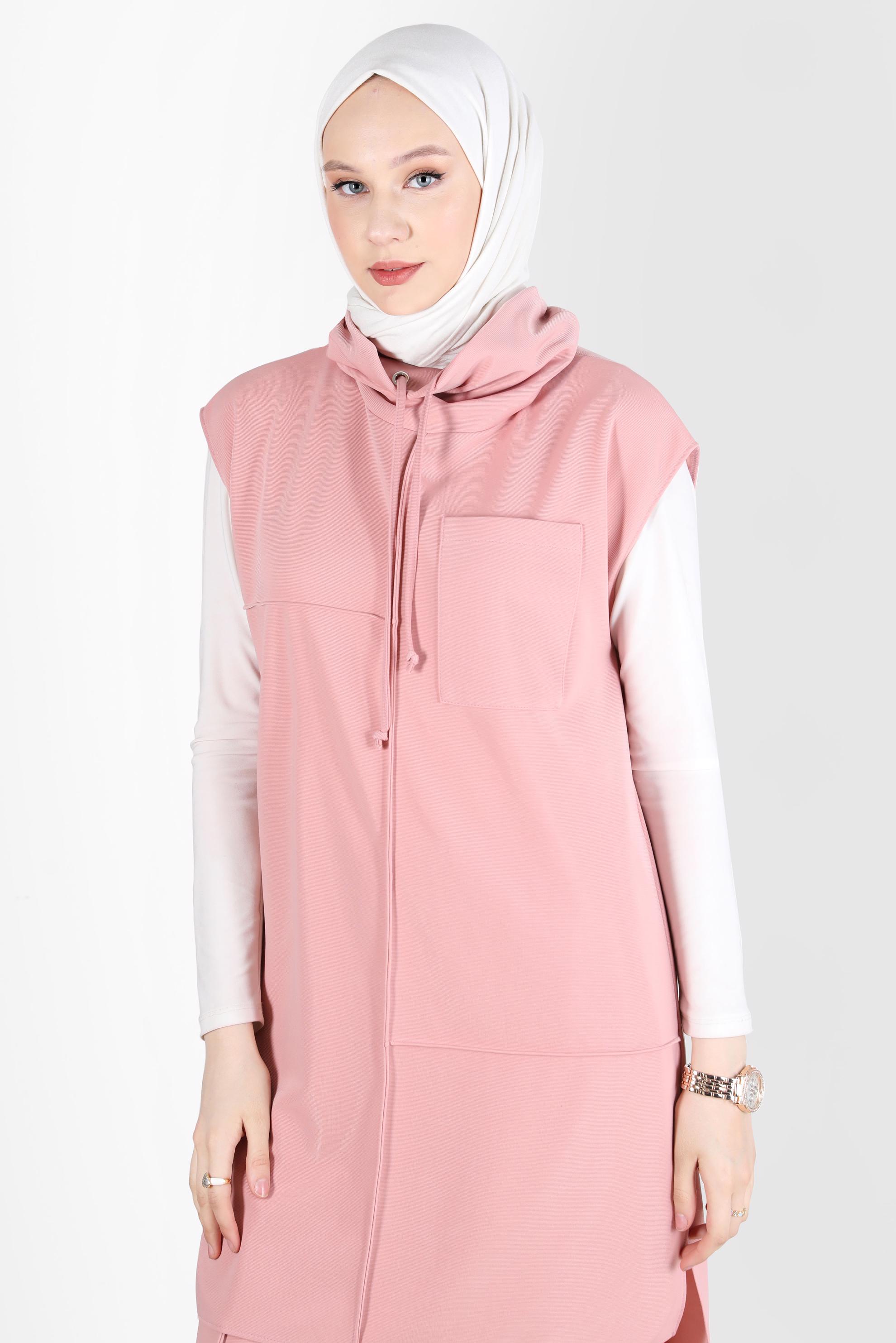 Hijab clothing POWDER SLIT DETAIL 2-PIECE PANTS SUIT 42706 