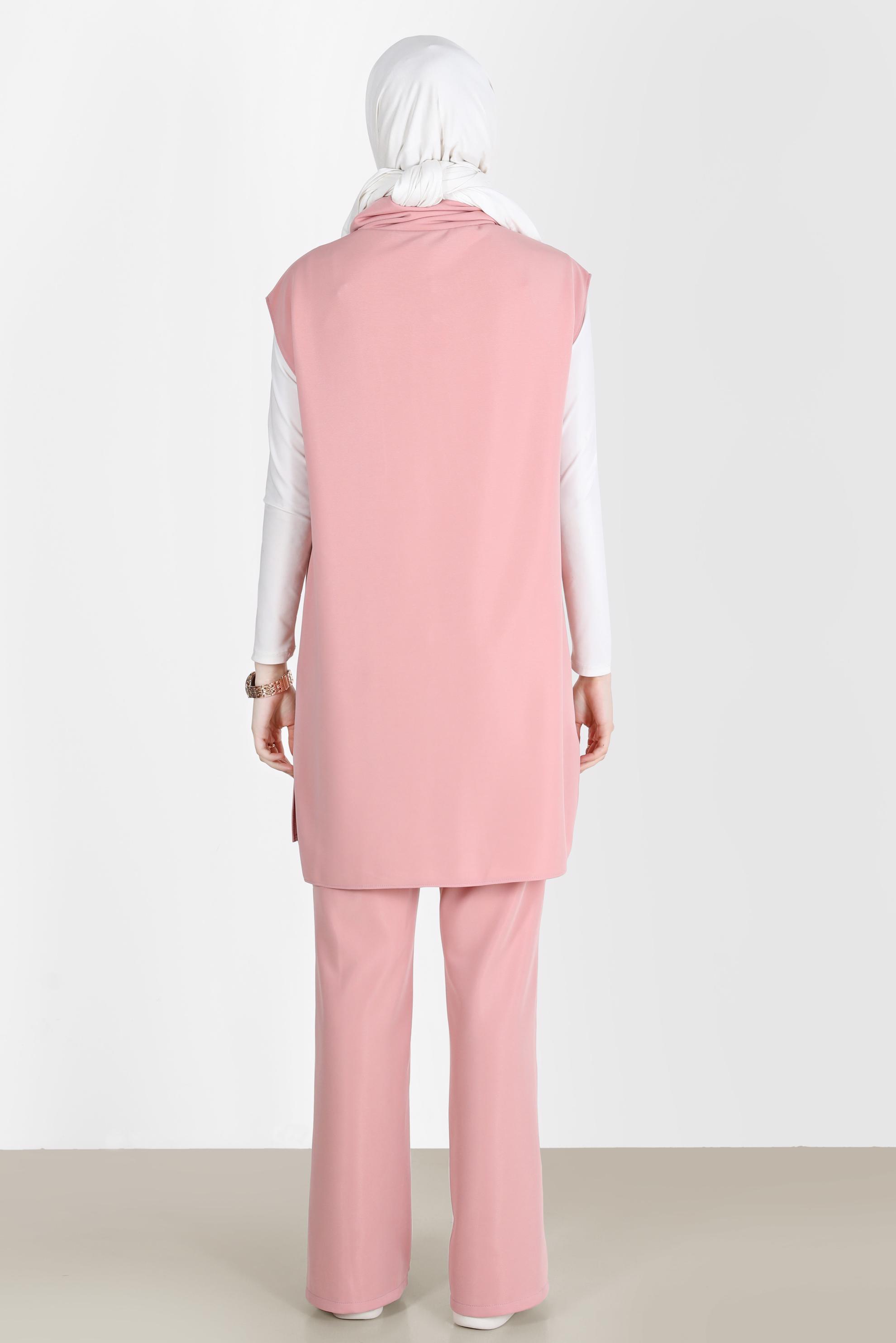 Hijab clothing POWDER SLIT DETAIL 2-PIECE PANTS SUIT 42706 