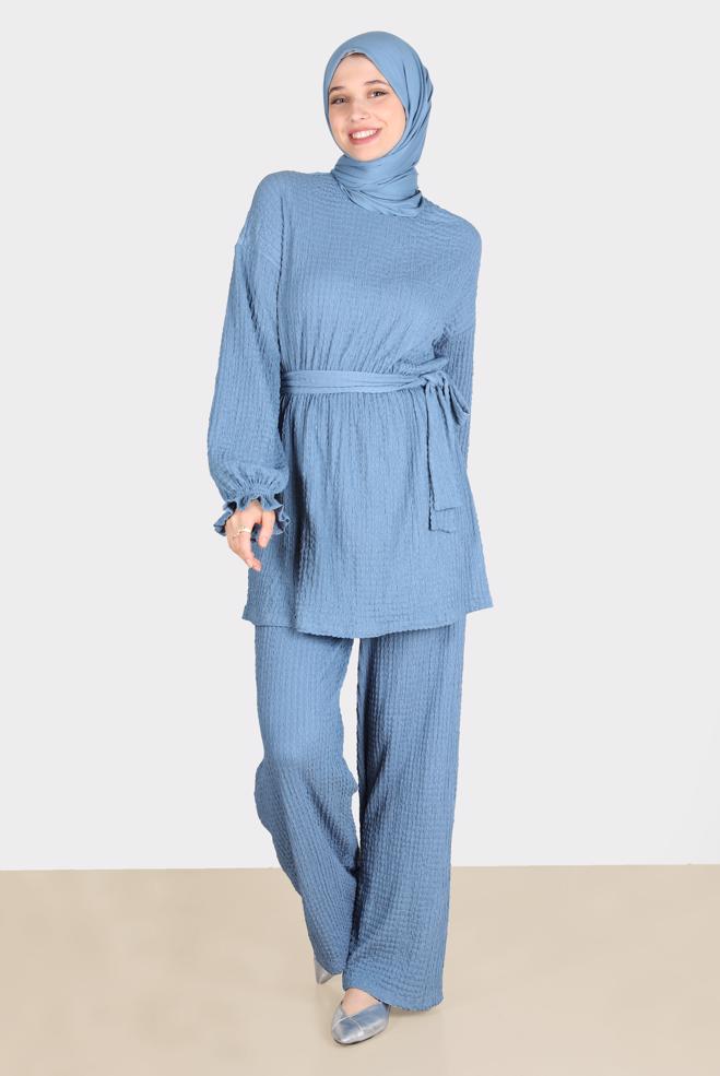Tesettür giyim  WAFFLE EFEKTLİ İKİLİ PANT. TAKIM 42716  - ALVİNA