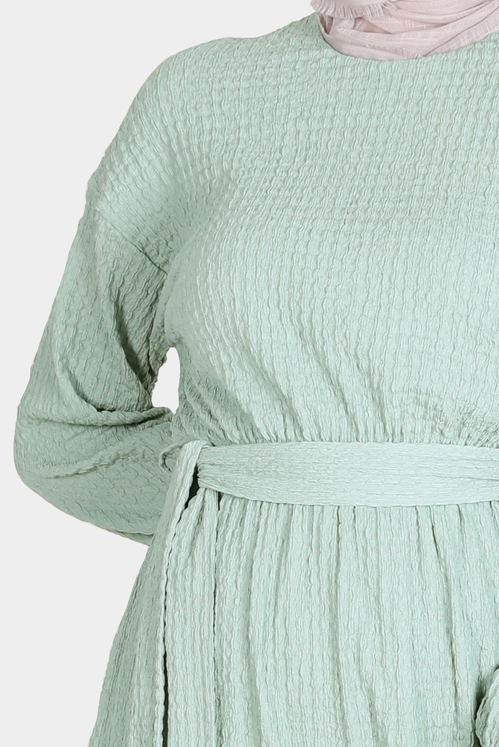 Tesettür giyim YEŞİL WAFFLE EFEKTLİ İKİLİ PANT. TAKIM 42716 