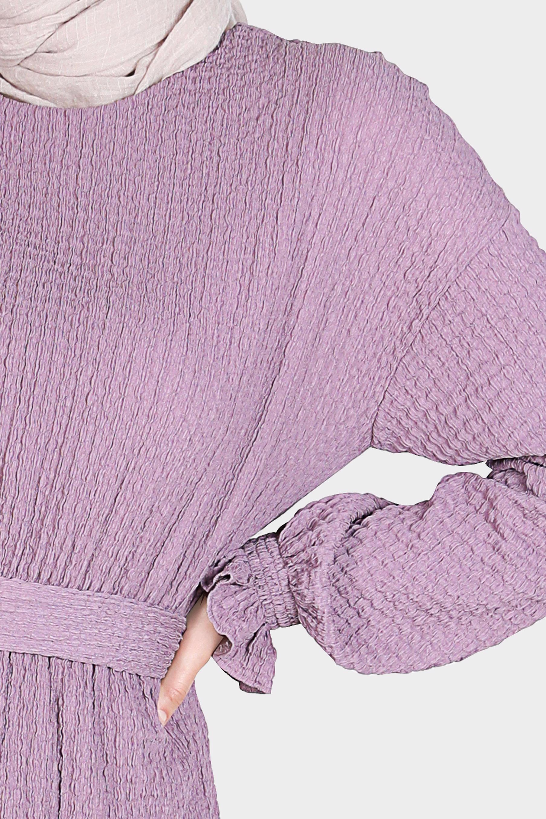 Tesettür giyim MOR WAFFLE EFEKTLİ İKİLİ PANTOLONLU TAKIM 42716 