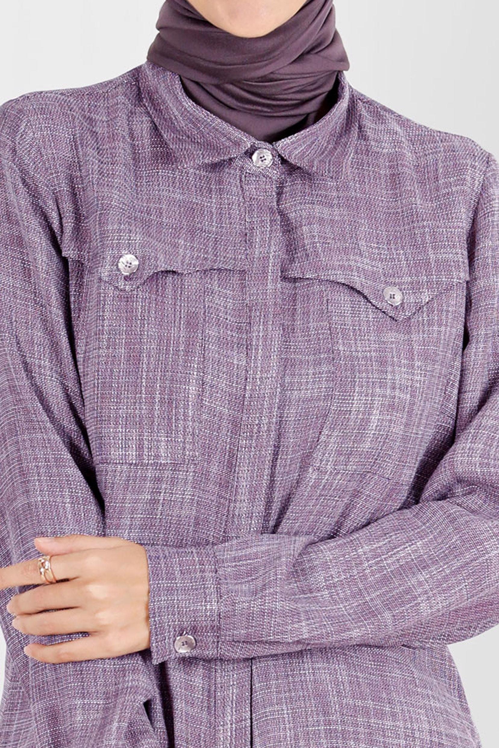 Tesettür giyim MOR KETEN GÖRÜNÜMLÜ İKİLİ PANT. TAKIM 42829 