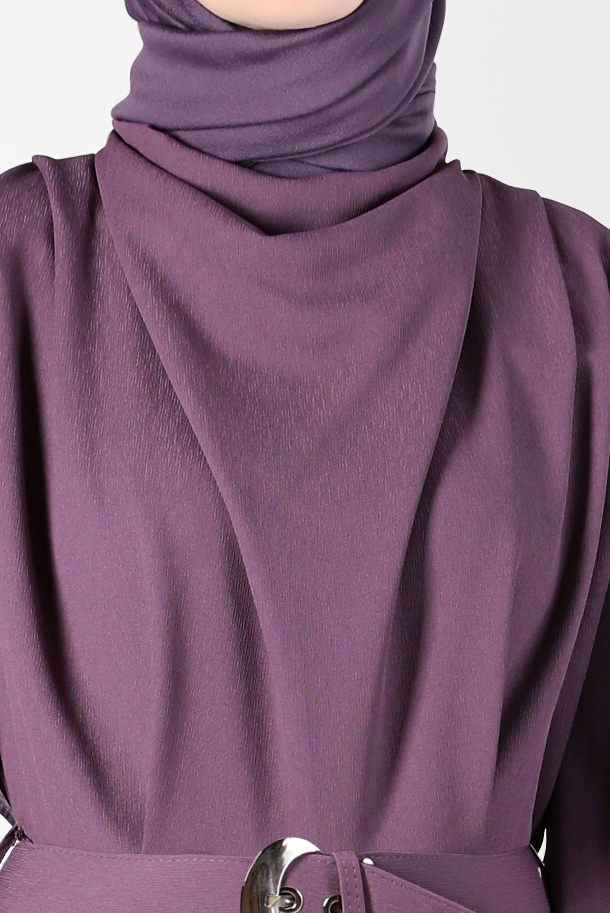 Tesettür giyim MOR DEGAJE YAKA KEMERLİ TULUM 42552