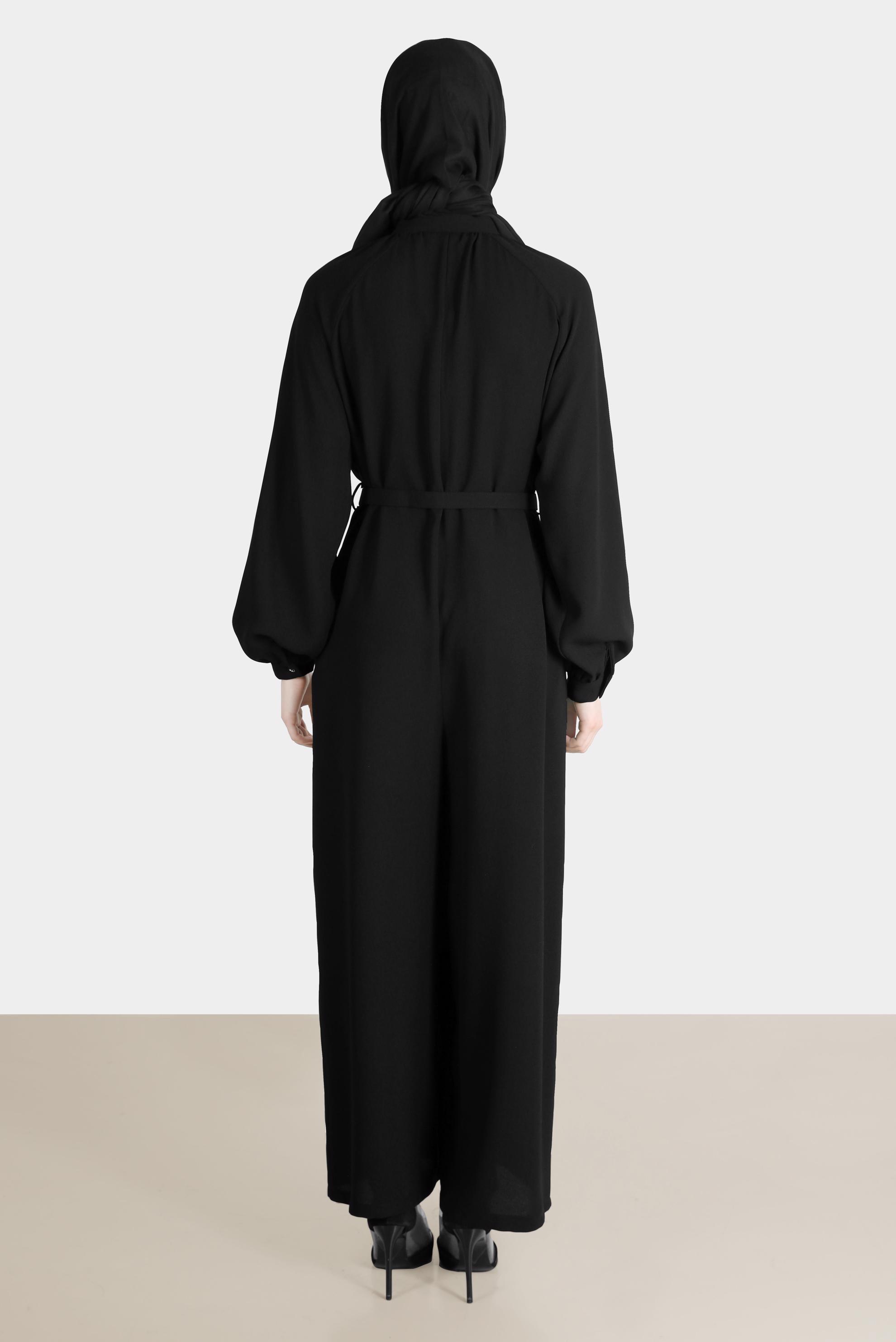 Hijab clothing BLACK BELTED CREPE OVERALLS 42695 
