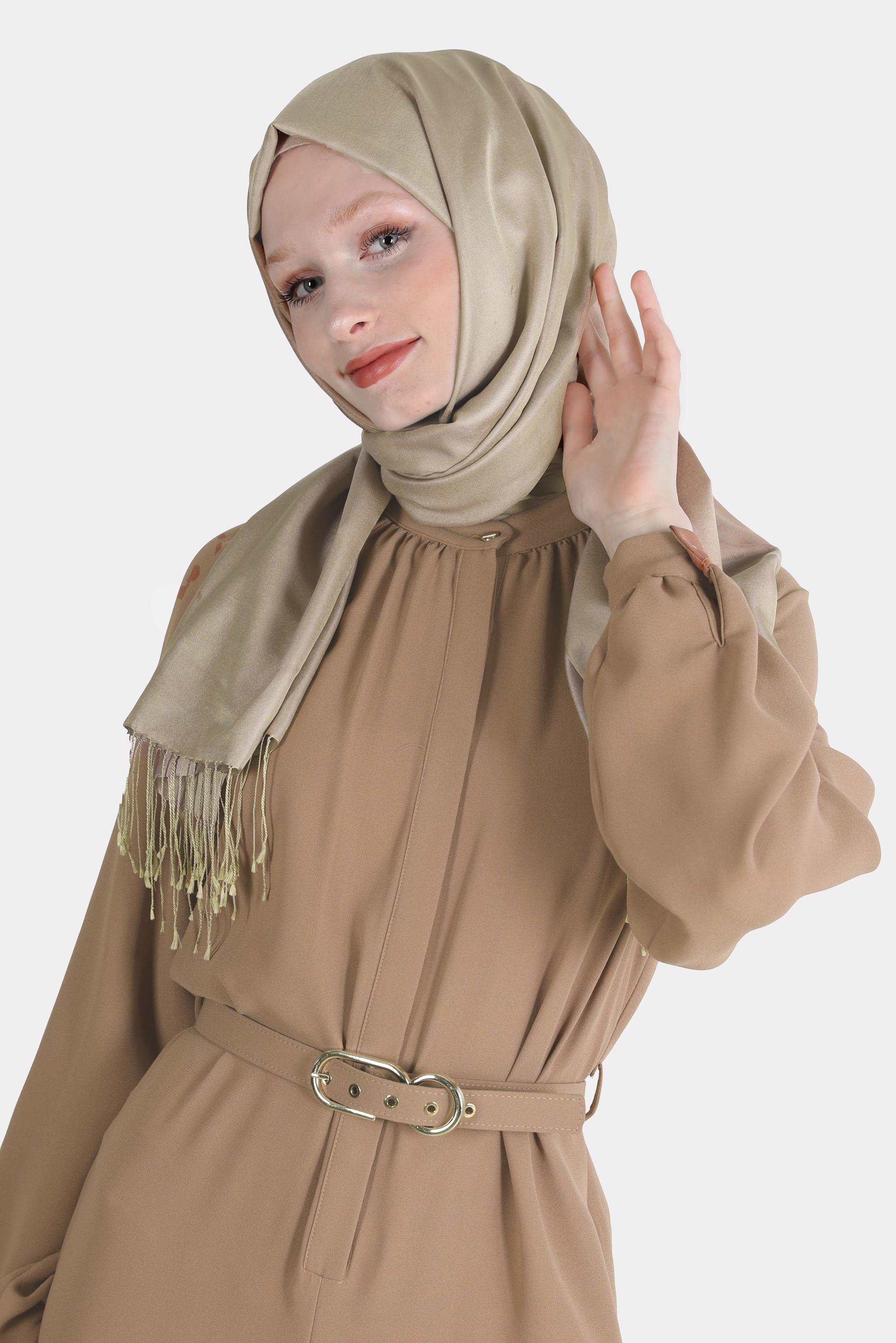 Vêtements hijab BEIGE SALOPETTE EN CRÊPE AVEC CEINTURE 42695
