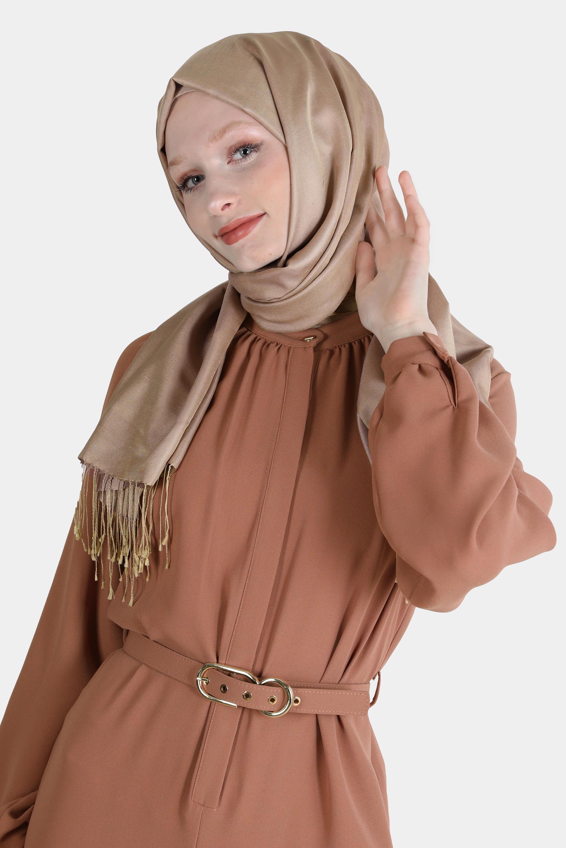 Hijab clothing BROWN BELTED CREPE OVERALLS 42695 