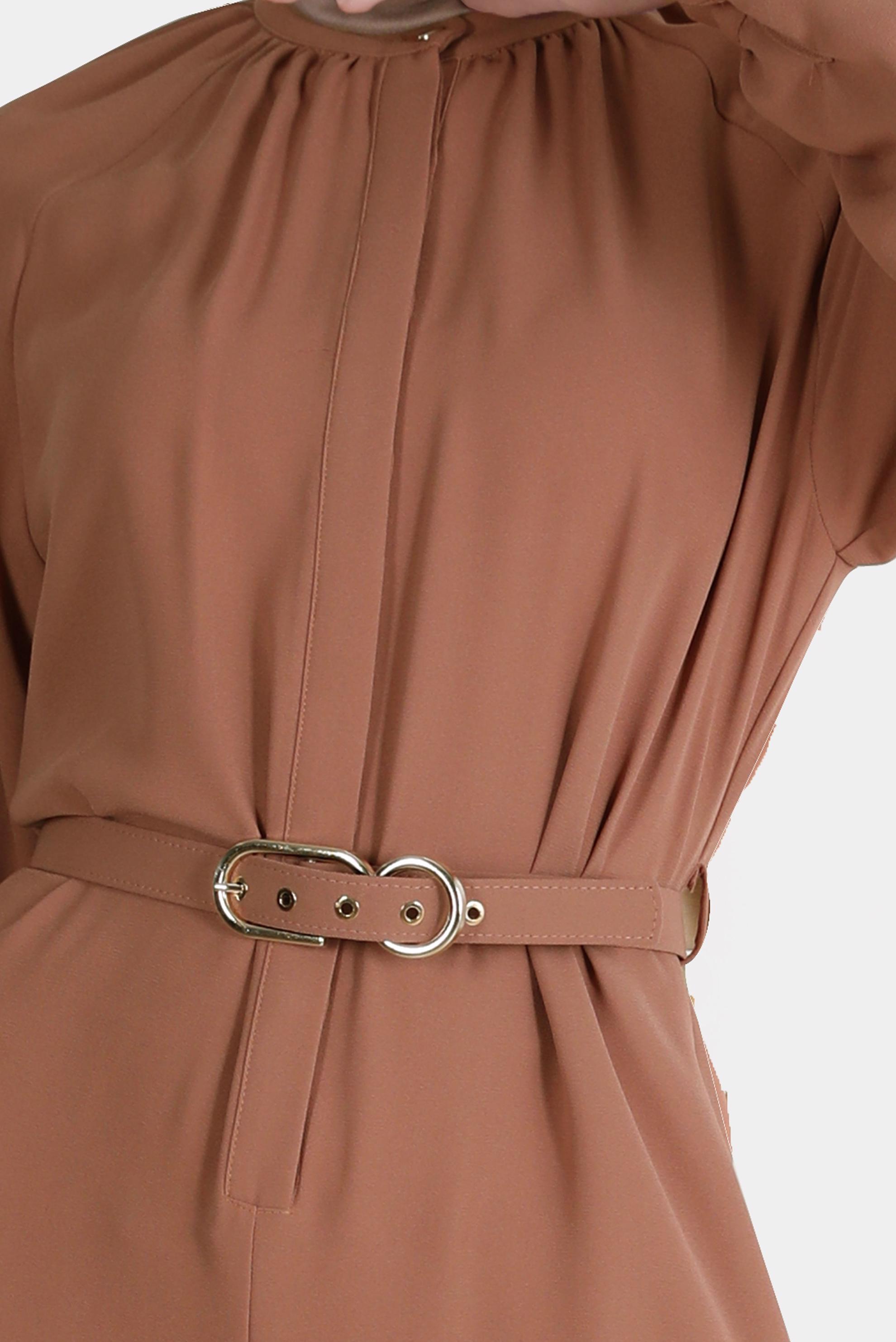 Hijab clothing BROWN BELTED CREPE OVERALLS 42695 