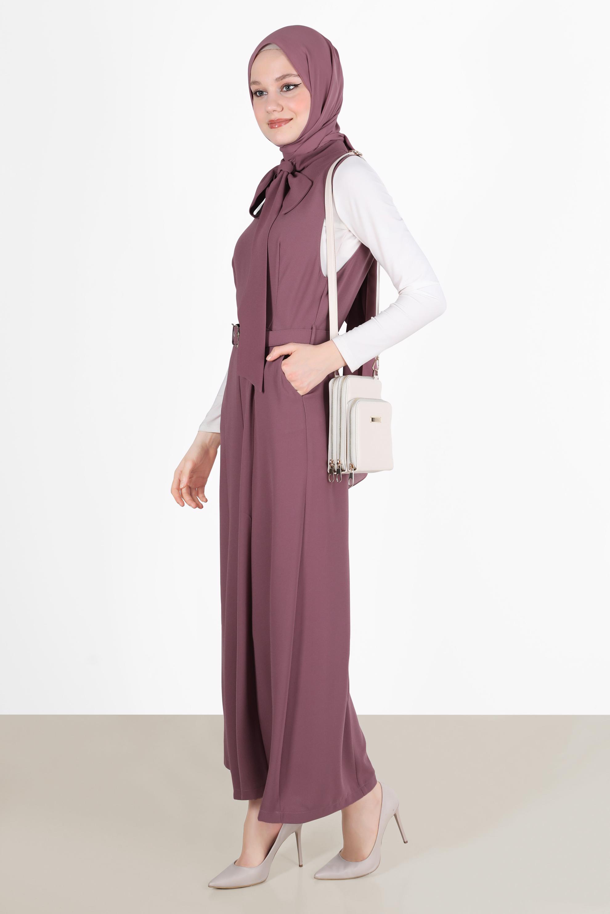 Hijab clothing PINK TIE DETAIL BELTED OVERALLS 42696