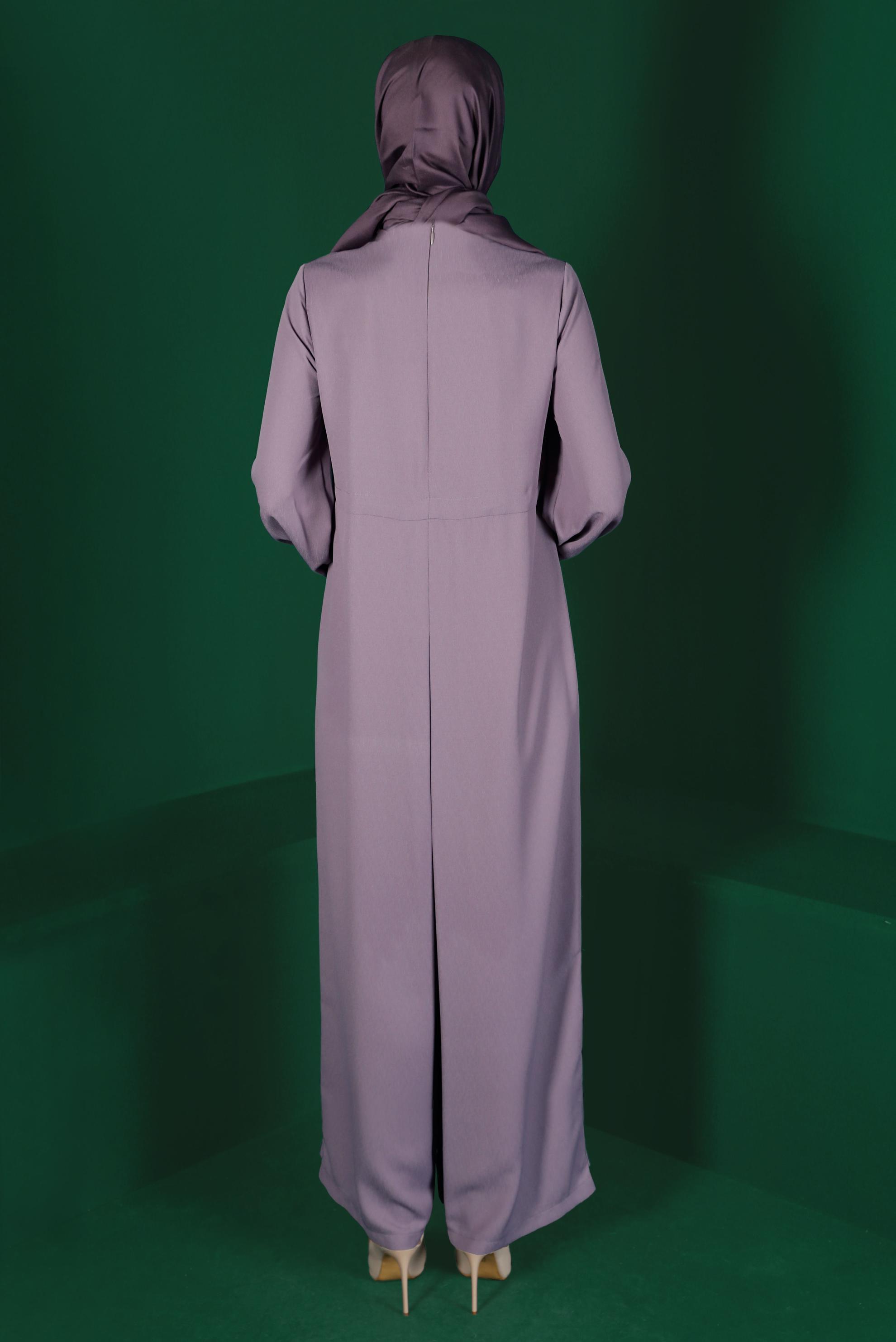 Tesettür giyim MOR HIRKA GÖRÜNÜMLÜ DÜĞMELİ TULUM 42766 