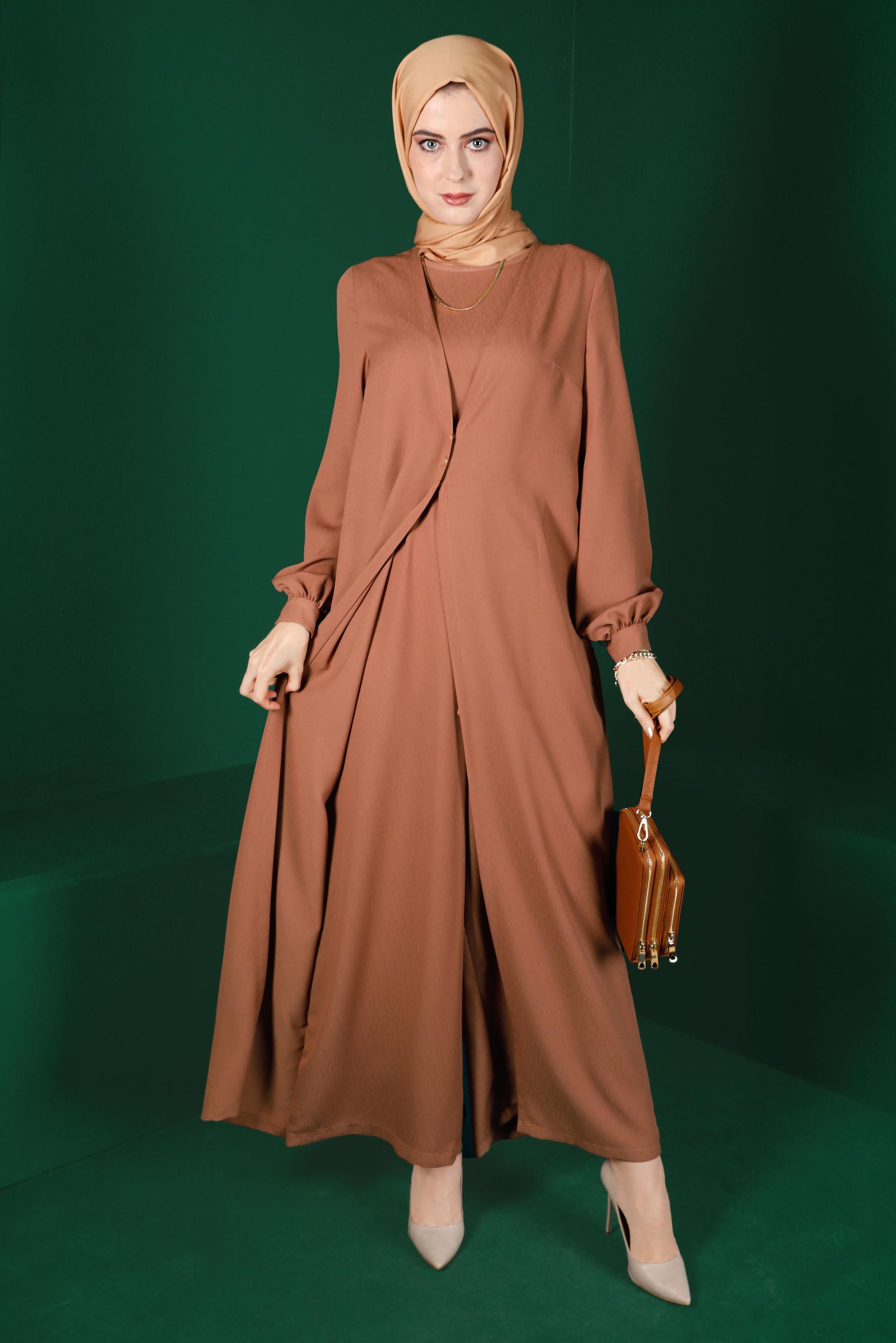 Vêtements hijab BRUN COMBINAISON JAMBE LARGE 42766