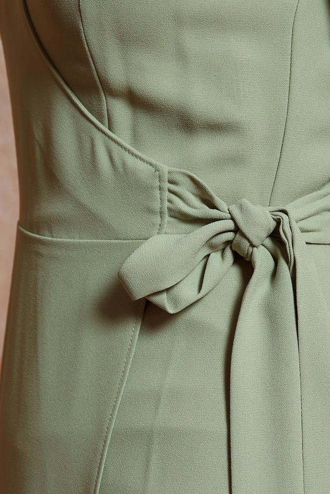 Tesettür giyim YEŞİL BAĞLAMA DETAYLI KREP TULUM 42885 - ALVİNA