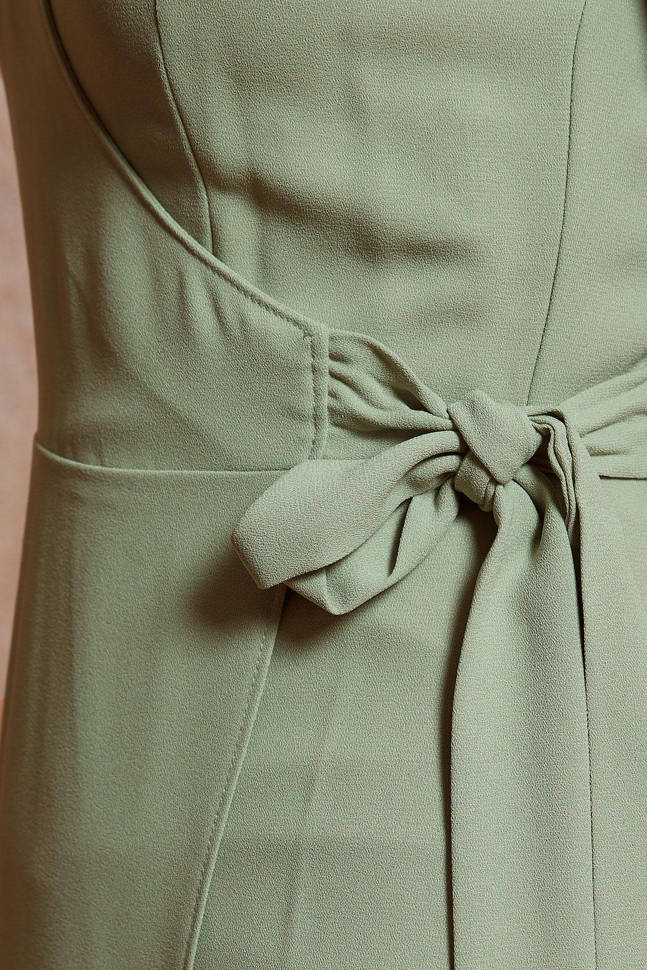 Tesettür giyim YEŞİL BAĞLAMA DETAYLI KREP TULUM 42885