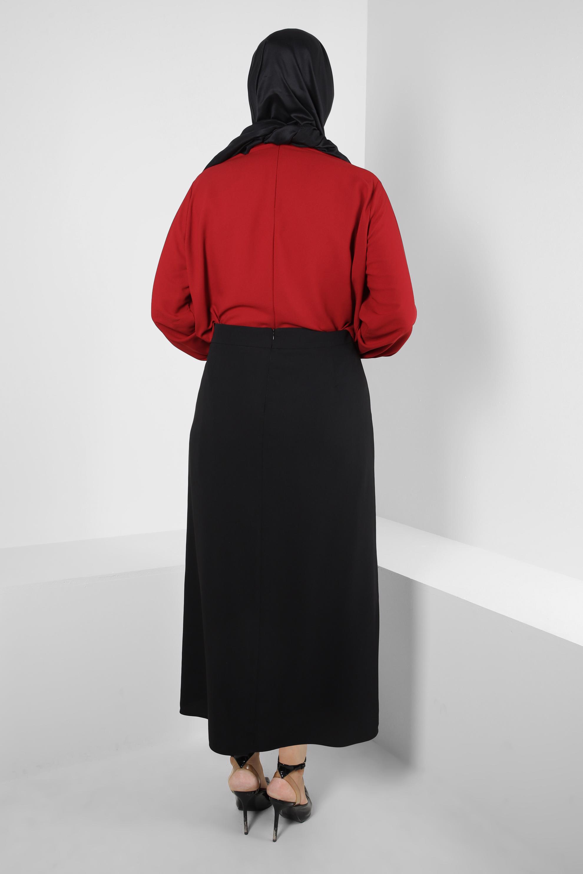 Tesettür giyim KIRMIZI BÜYÜK BEDEN TAŞ DETAYLI TUNİK 20236