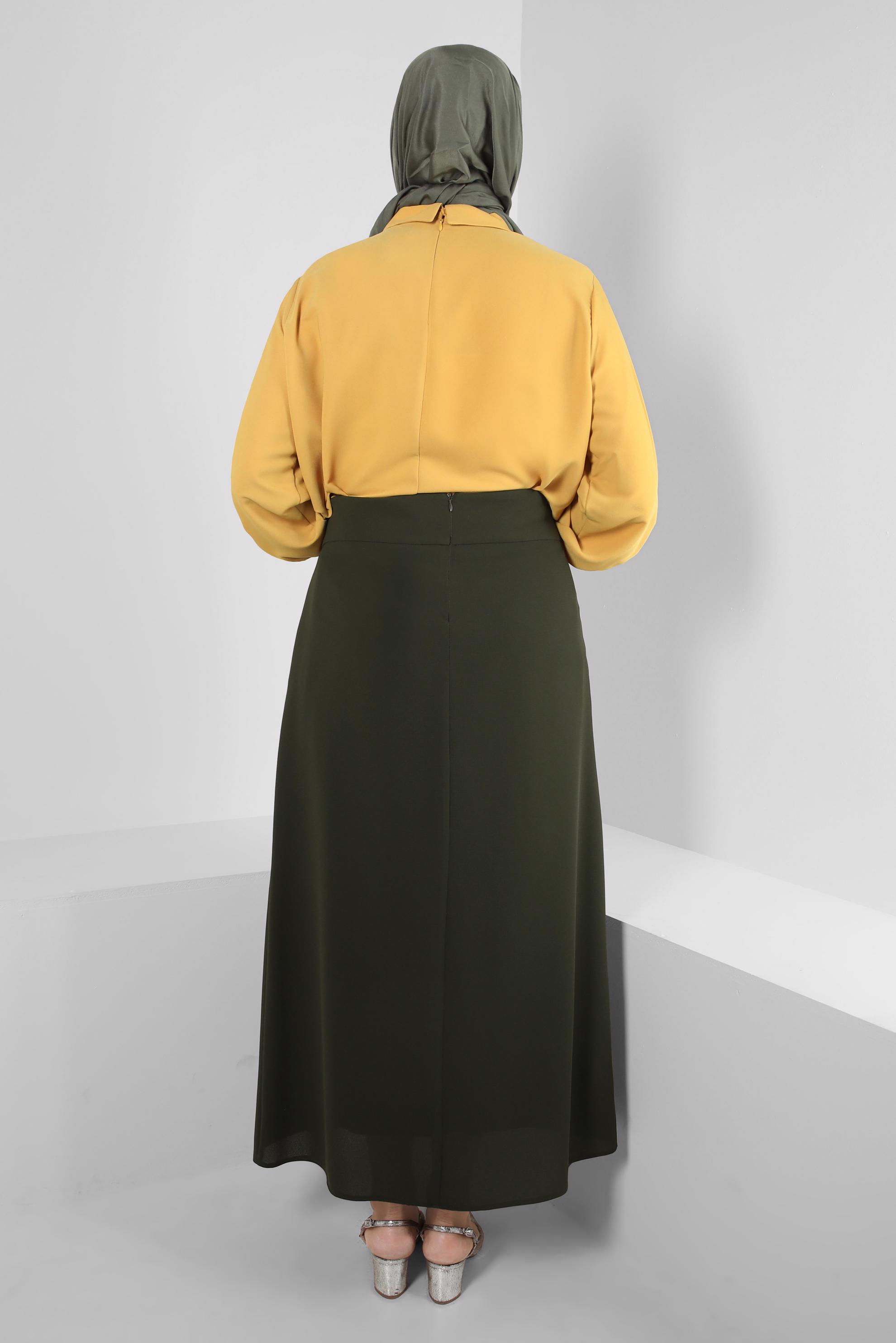 Tesettür giyim SARI BÜYÜK BEDEN TAŞ DETAYLI TUNİK 20236