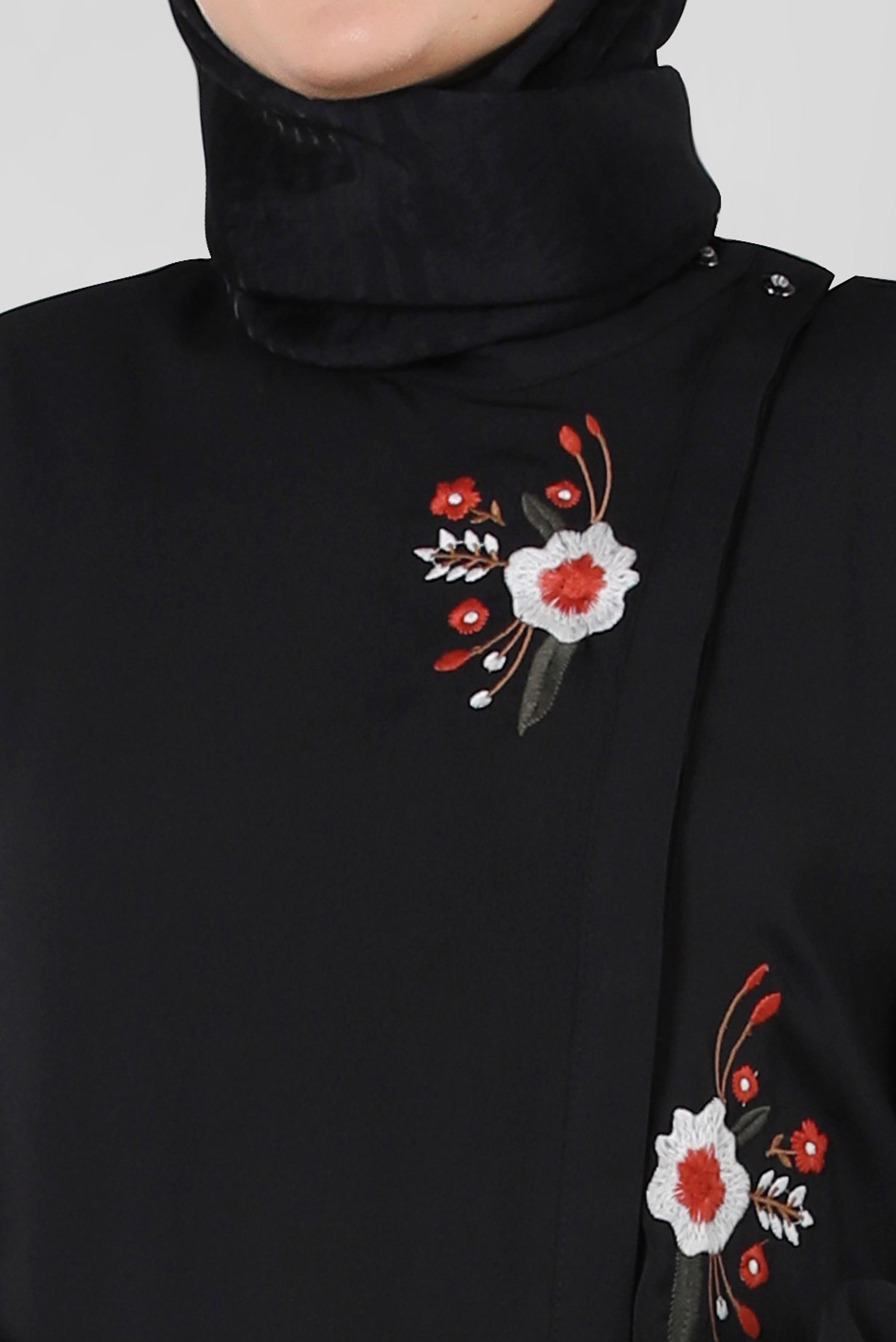 Vêtements hijab NOIR TUNIQUE À MOTIF FLEURI 20247