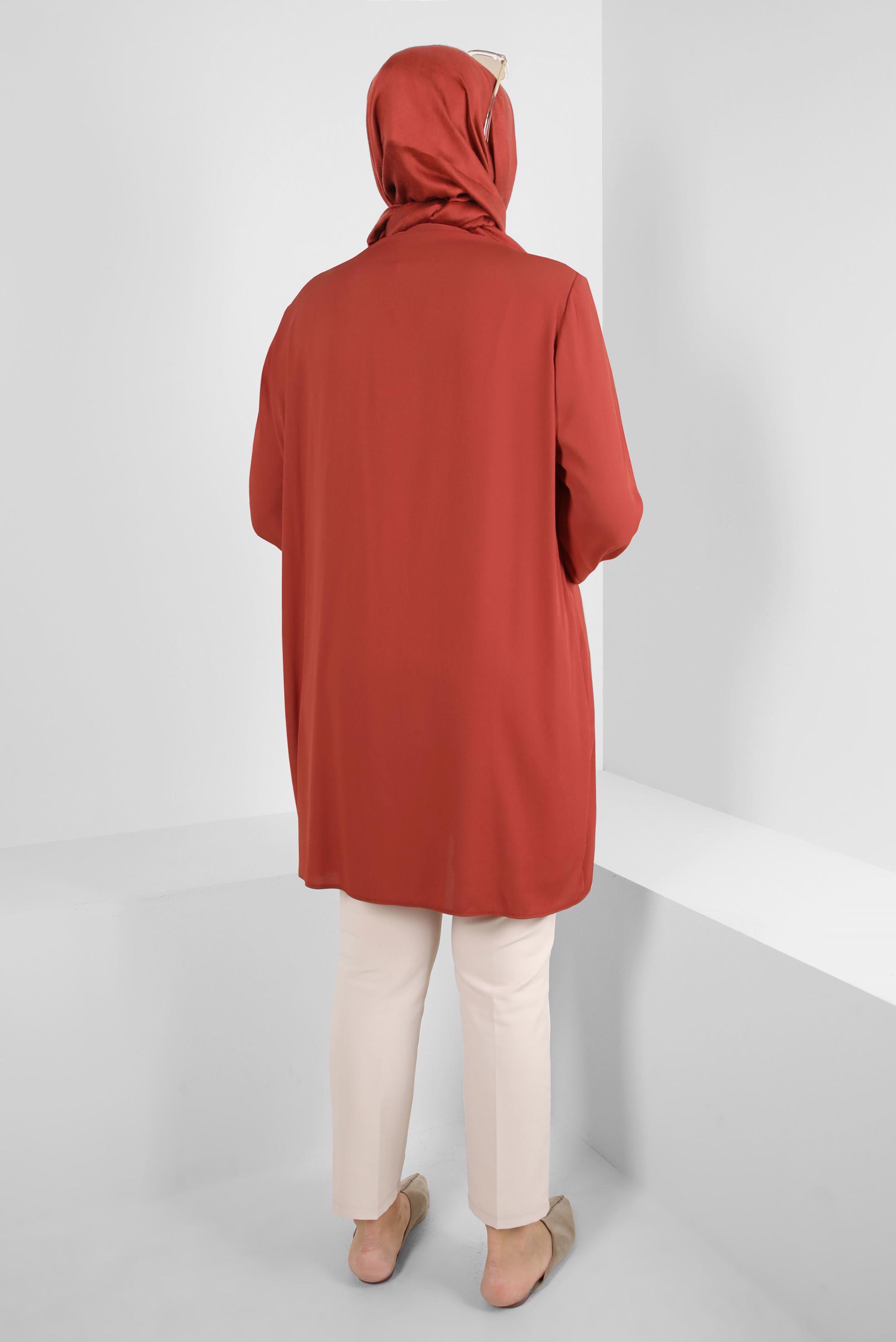 Tesettür giyim TURUNCU ÇİÇEK DESENLİ TUNİK 20247