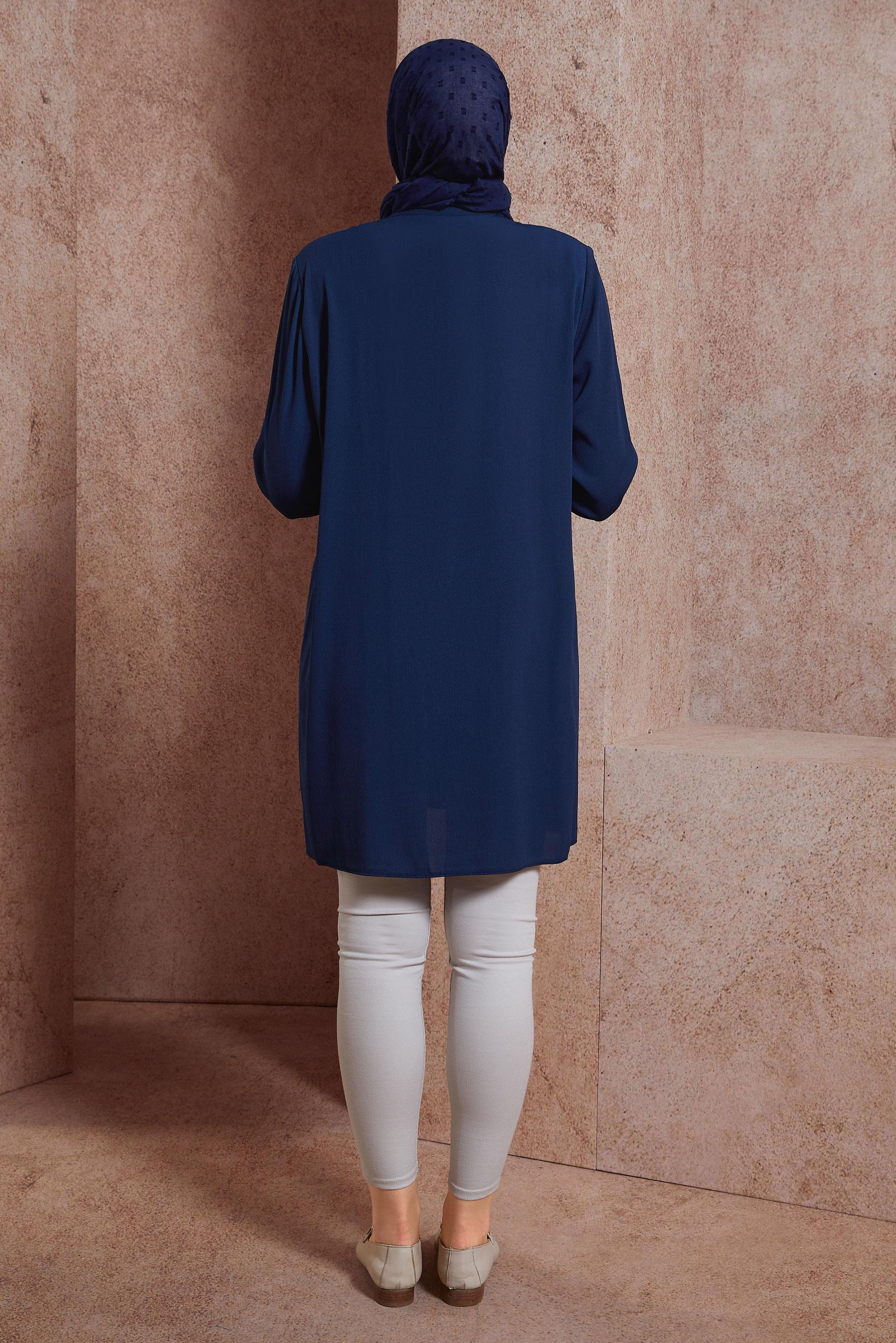 Tesettür giyim LACİVERT ÇİÇEK DESENLİ TUNİK 20247