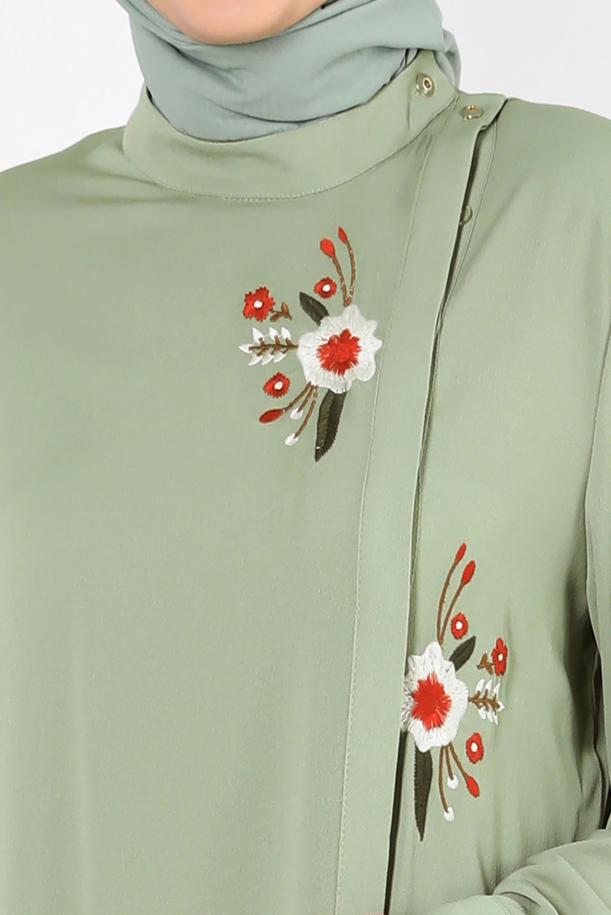 Vêtements hijab VERT TUNIQUE À MOTIF FLEURI 20247