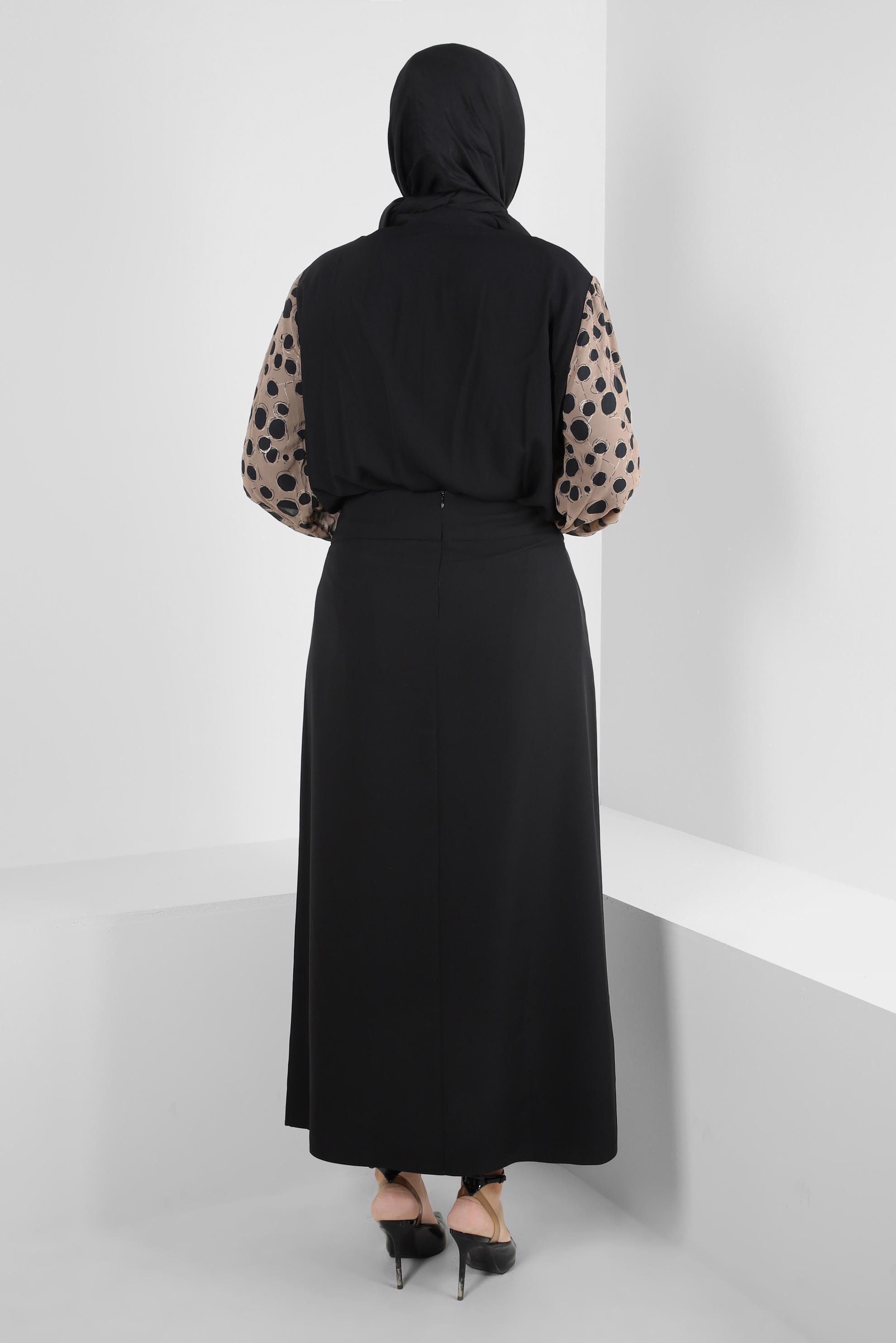 Vêtements hijab BEIGE TUNIQUE CHEMISE À MANCHES À MOTIFS 20255