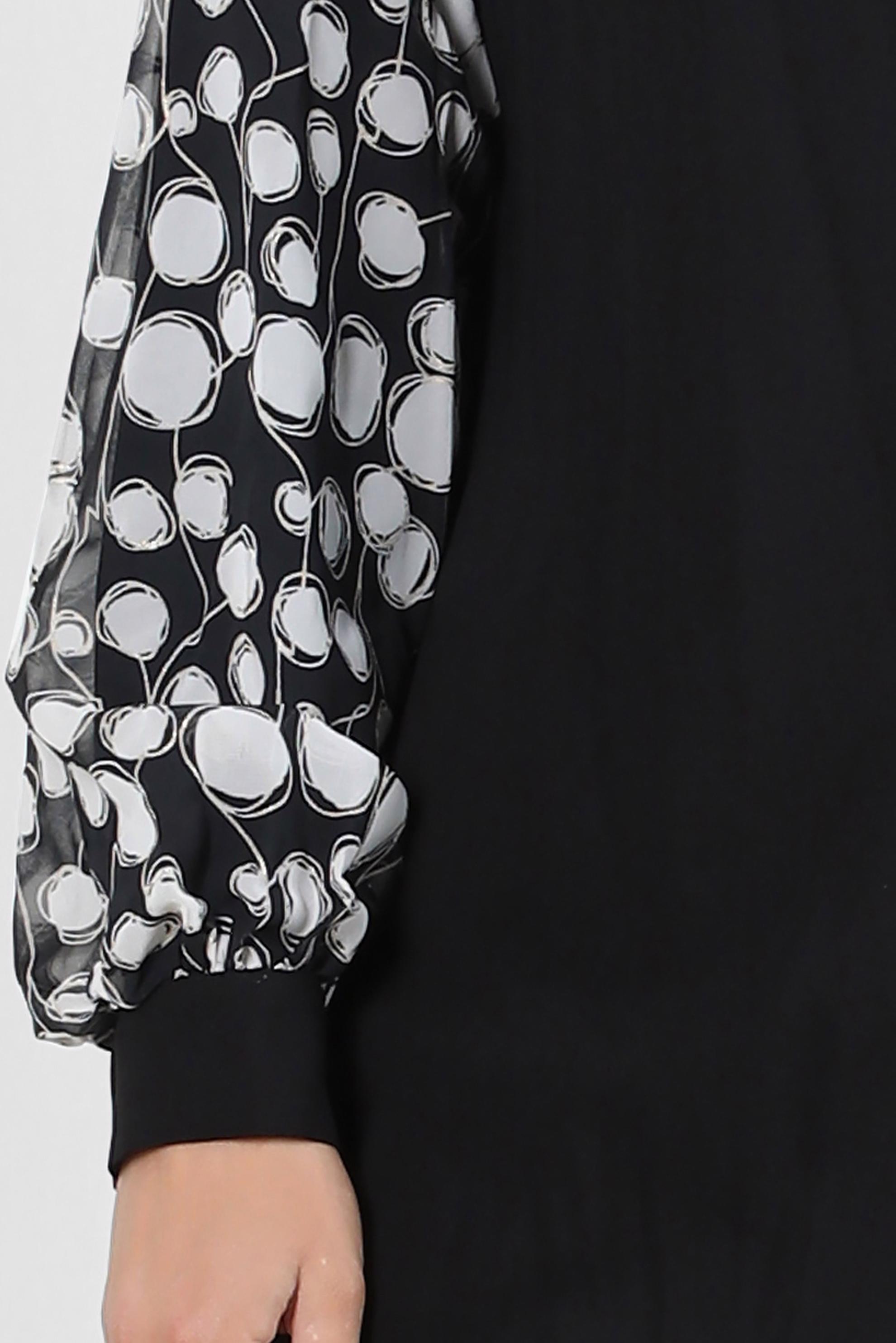 Vêtements hijab NOIR TUNIQUE CHEMISE À MANCHES À MOTIFS 20255