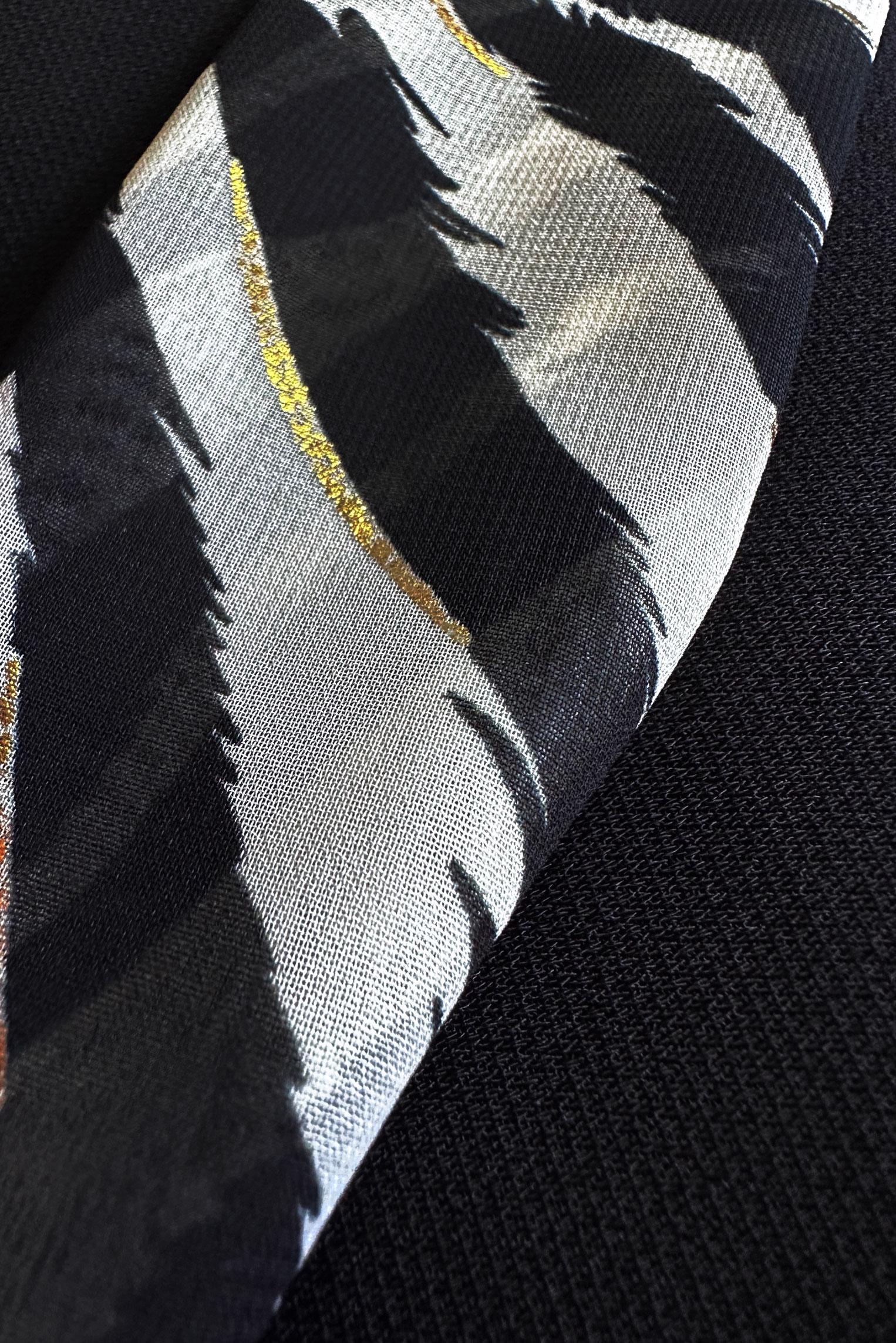 Hijab clothing BLACK PATTERNED SCARF COLLAR AEROBIN TUNIC 20256