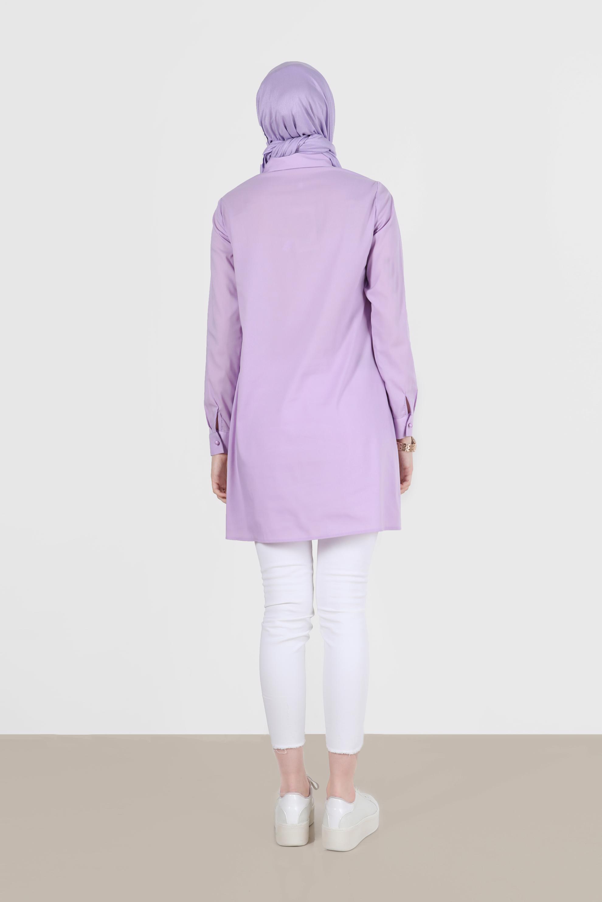 Tesettür giyim MOR BASKI DETAYLI TUNİK 41627 