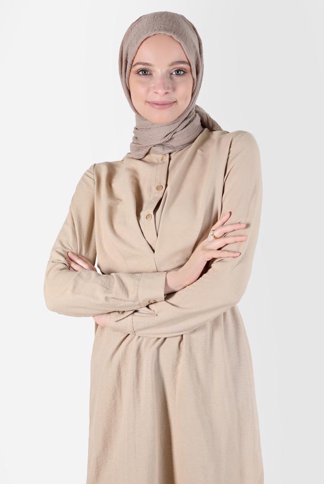 Tesettür giyim  KUŞAKLI DÜĞMELİ TUNİK 41752  - ALVİNA