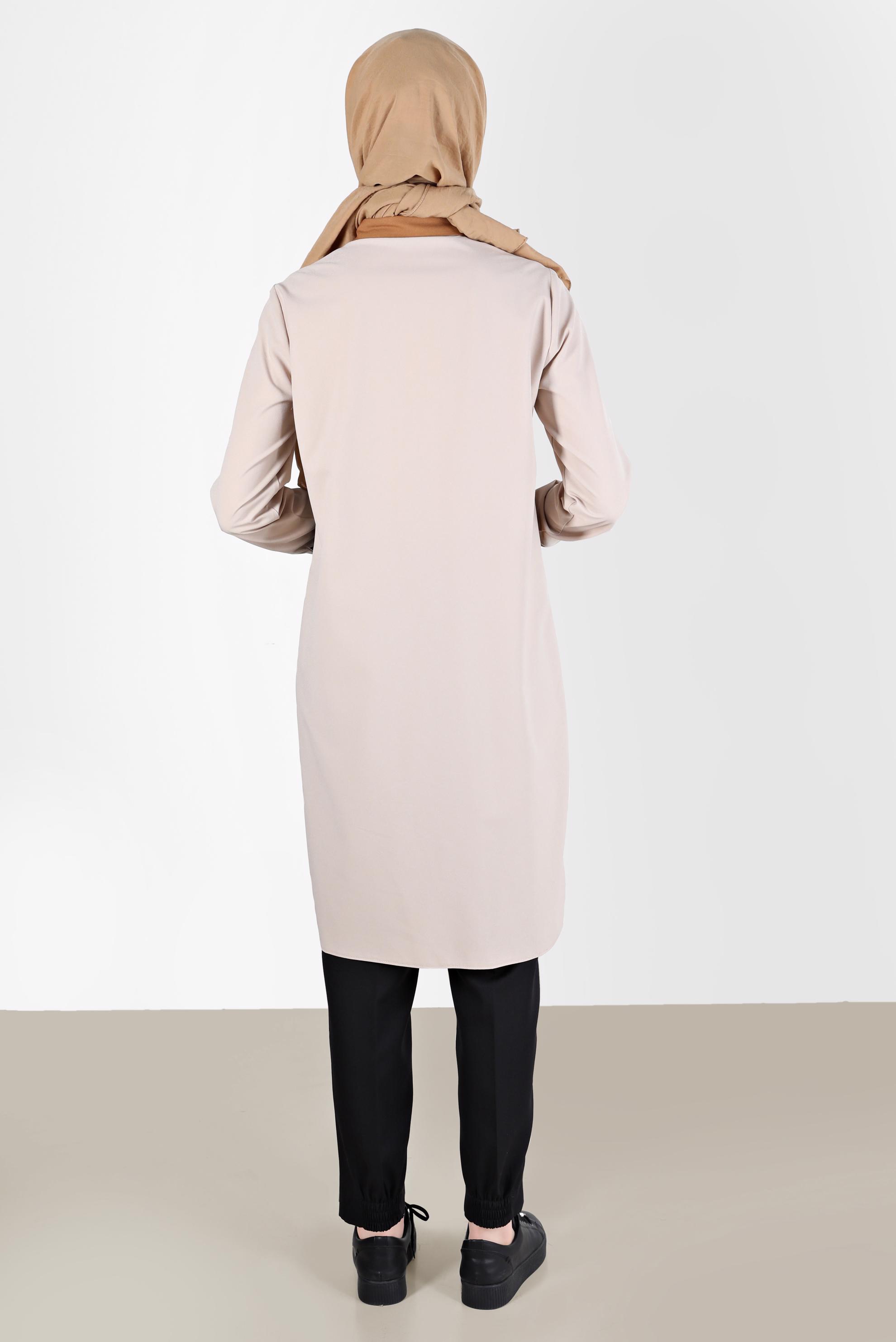 Tesettür giyim SİYAH DÜĞMELİ ÜÇ RENK TUNİK 42205 