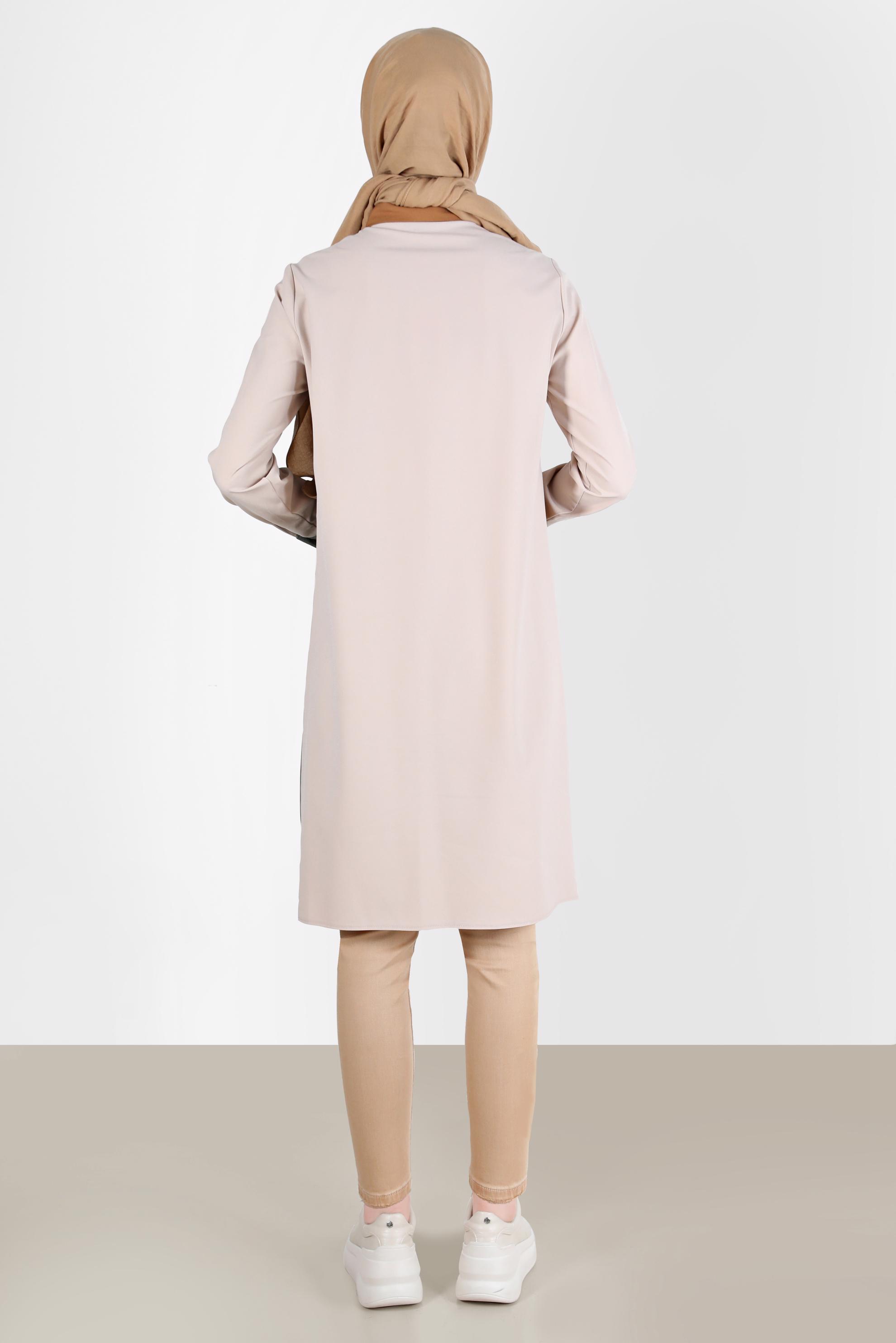 Tesettür giyim HAKİ DÜĞMELİ ÜÇ RENK TUNİK 42205 