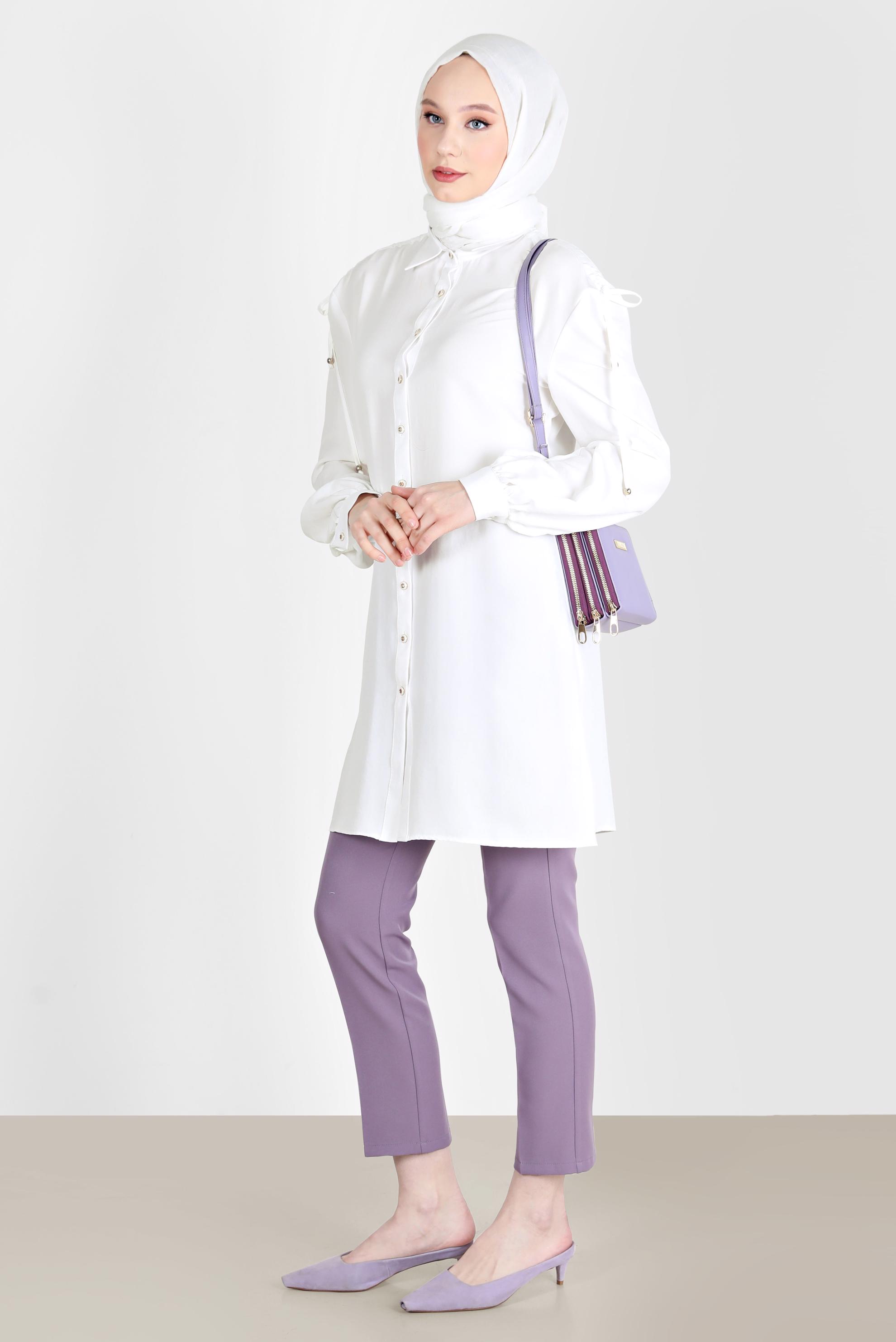 Hijab clothing WHITE BUTTONED TUNIC 42501 