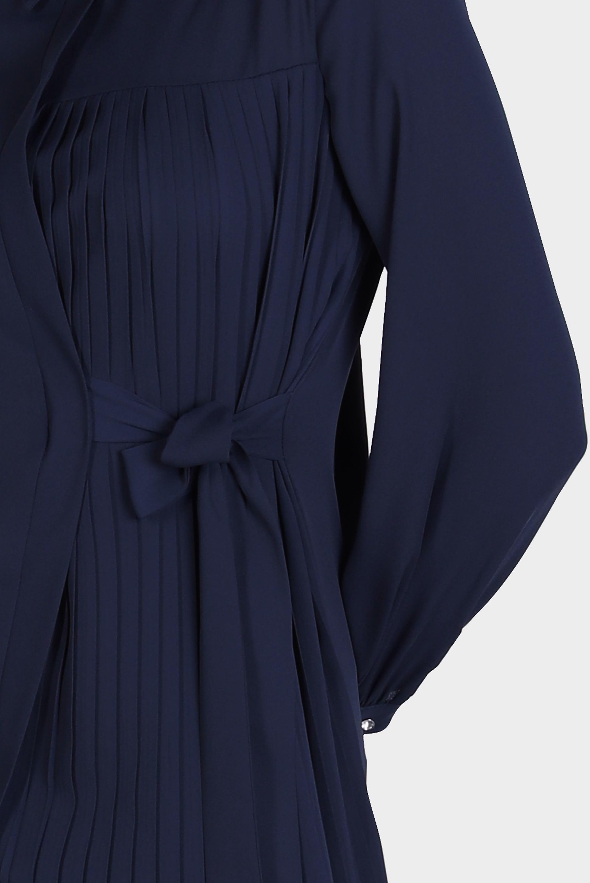 Tesettür giyim LACİVERT PİLE DETAYLI BAĞLAMALI TUNİK 42506 