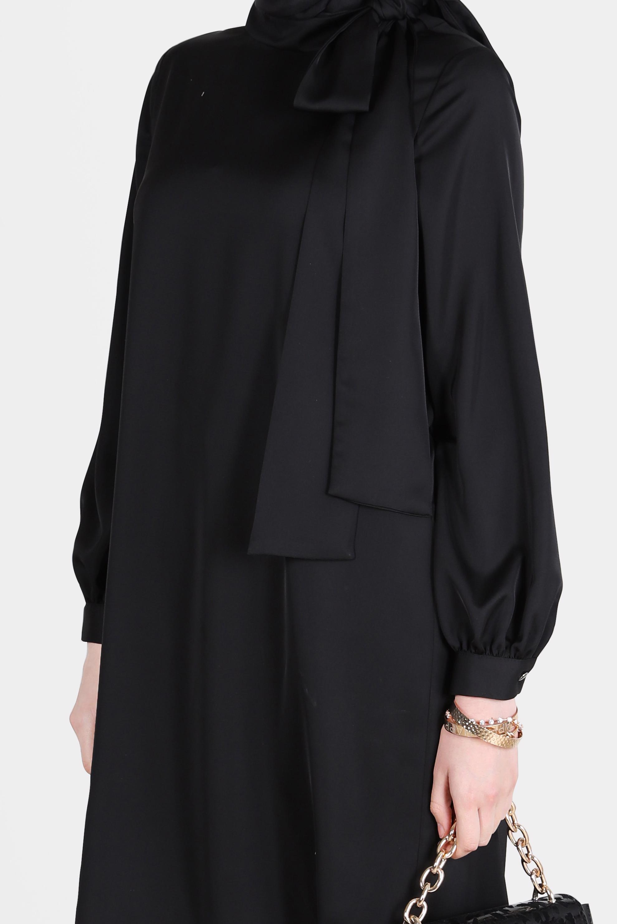 Tesettür giyim SİYAH BAĞLAMA DETAYLI FERMUARLI SATEN TUNİK 42507	