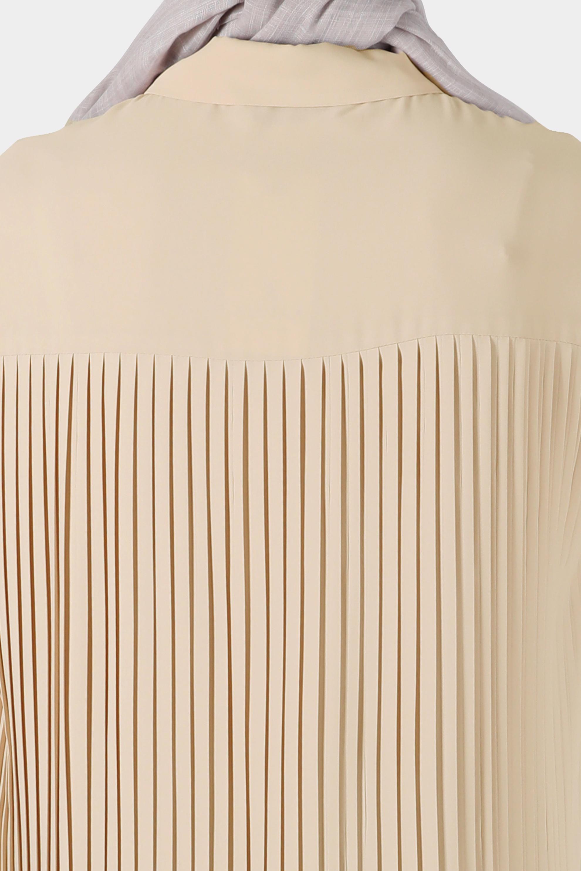 Tesettür giyim BEJ ARKASI PİLE DETAYLI TUNİK 42520 