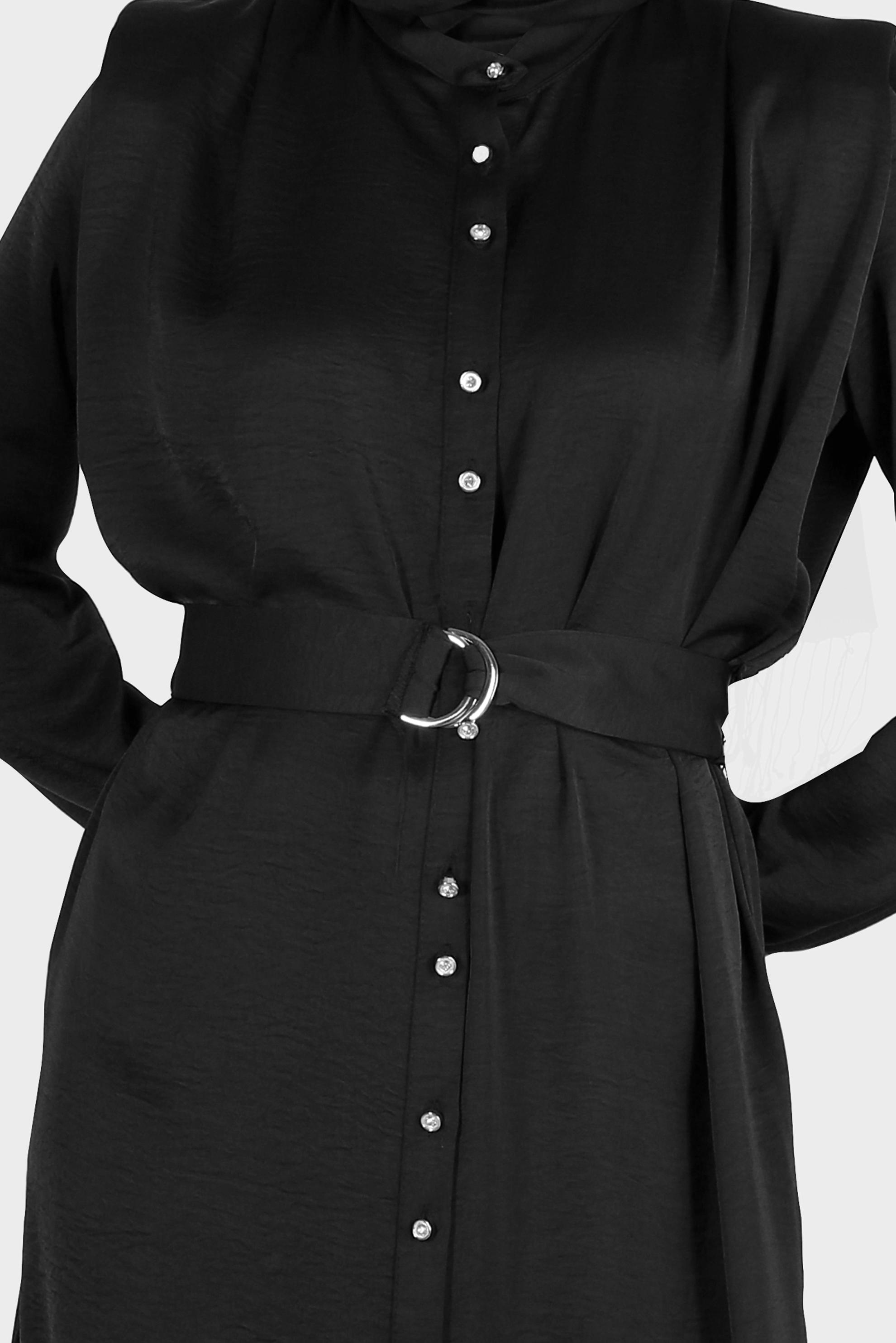 Tesettür giyim SİYAH VATKALI SATEN TUNİK 42523	