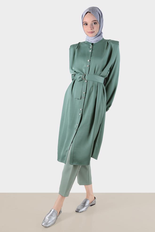 Tesettür giyim  VATKALI SATEN TUNİK 42523	 - ALVİNA