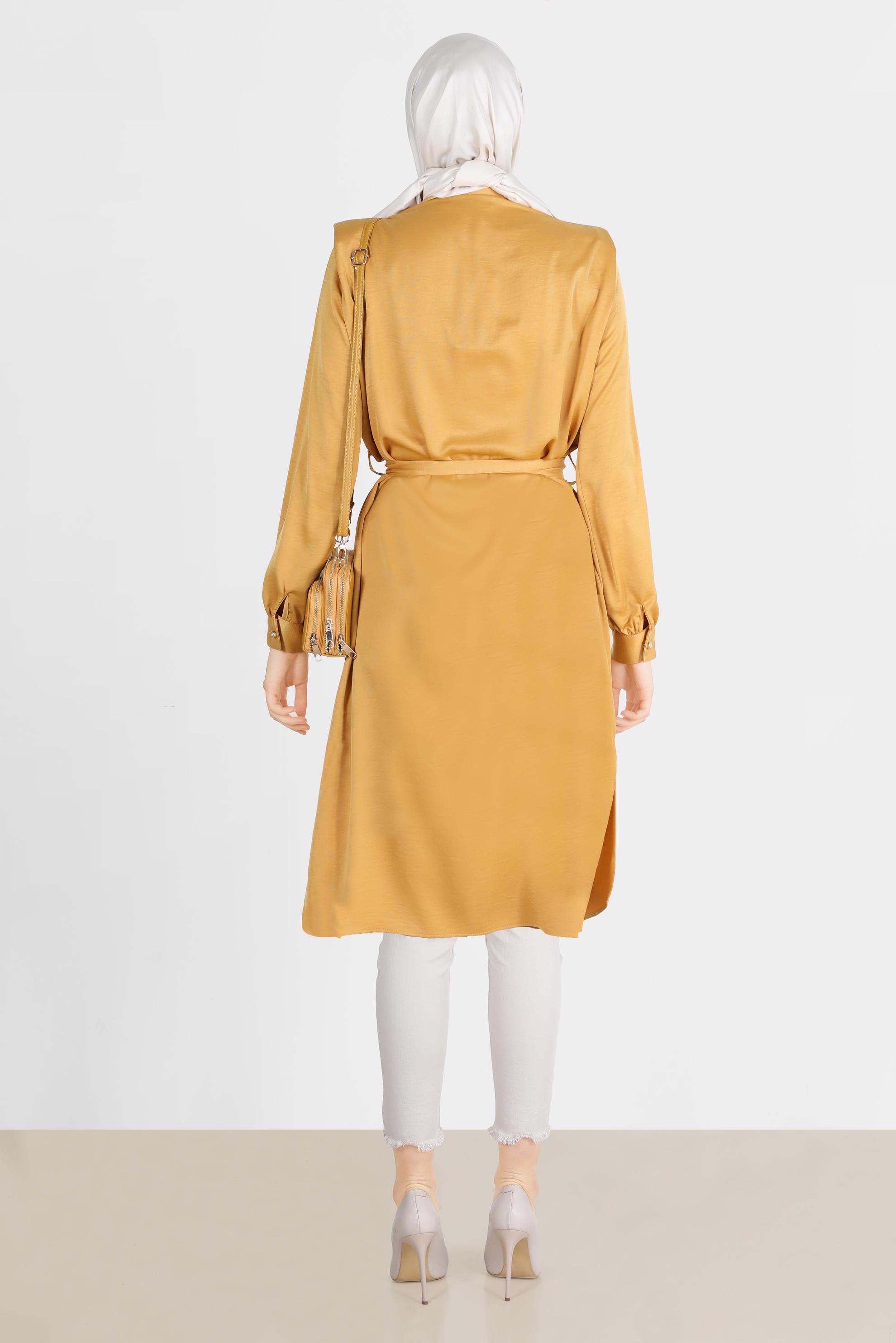 Tesettür giyim SARI VATKALI SATEN TUNİK 42523	